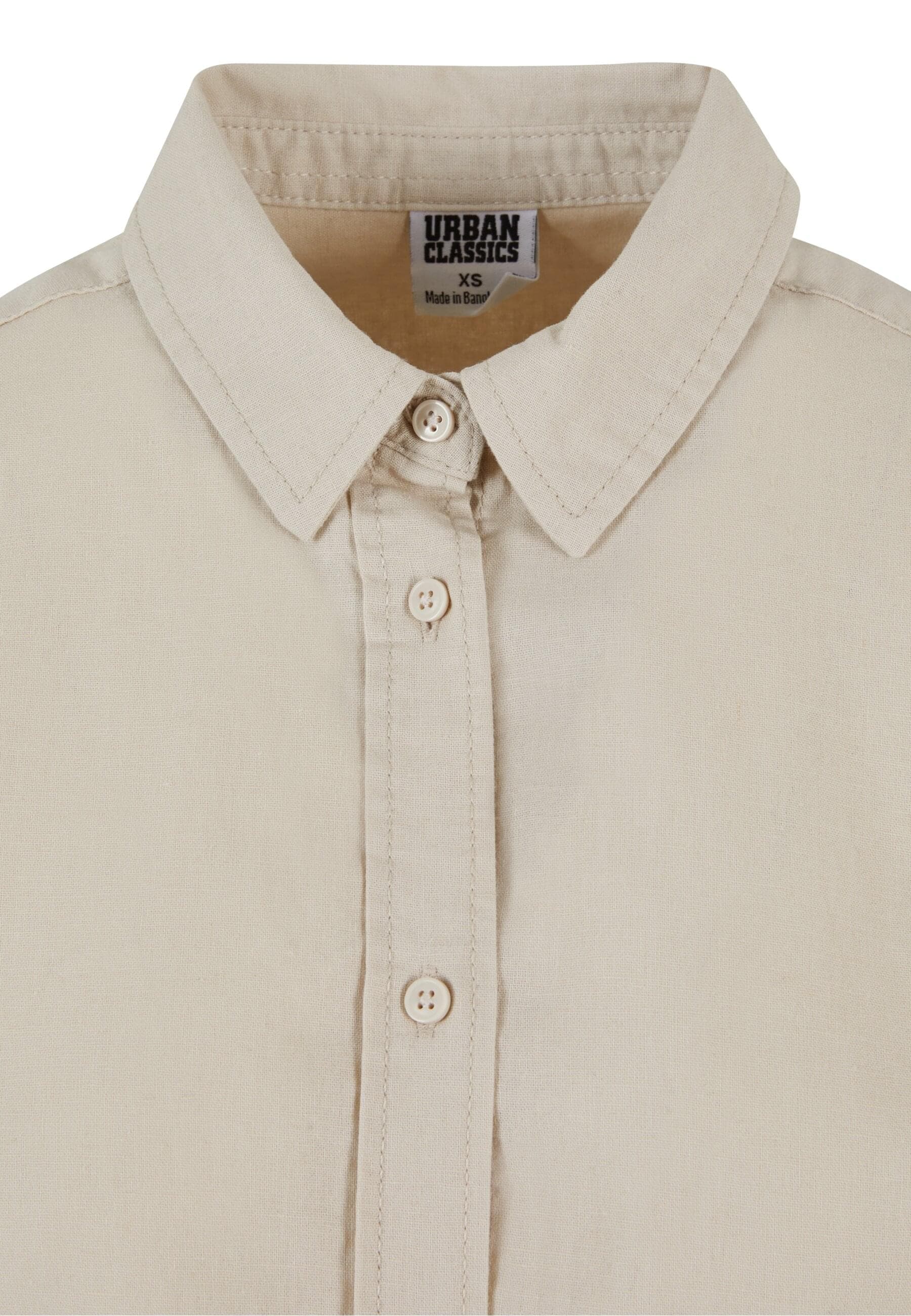 URBAN CLASSICS Langarmhemd »Urban Classics Damen Ladies Linen Mixed Oversized Shirt«