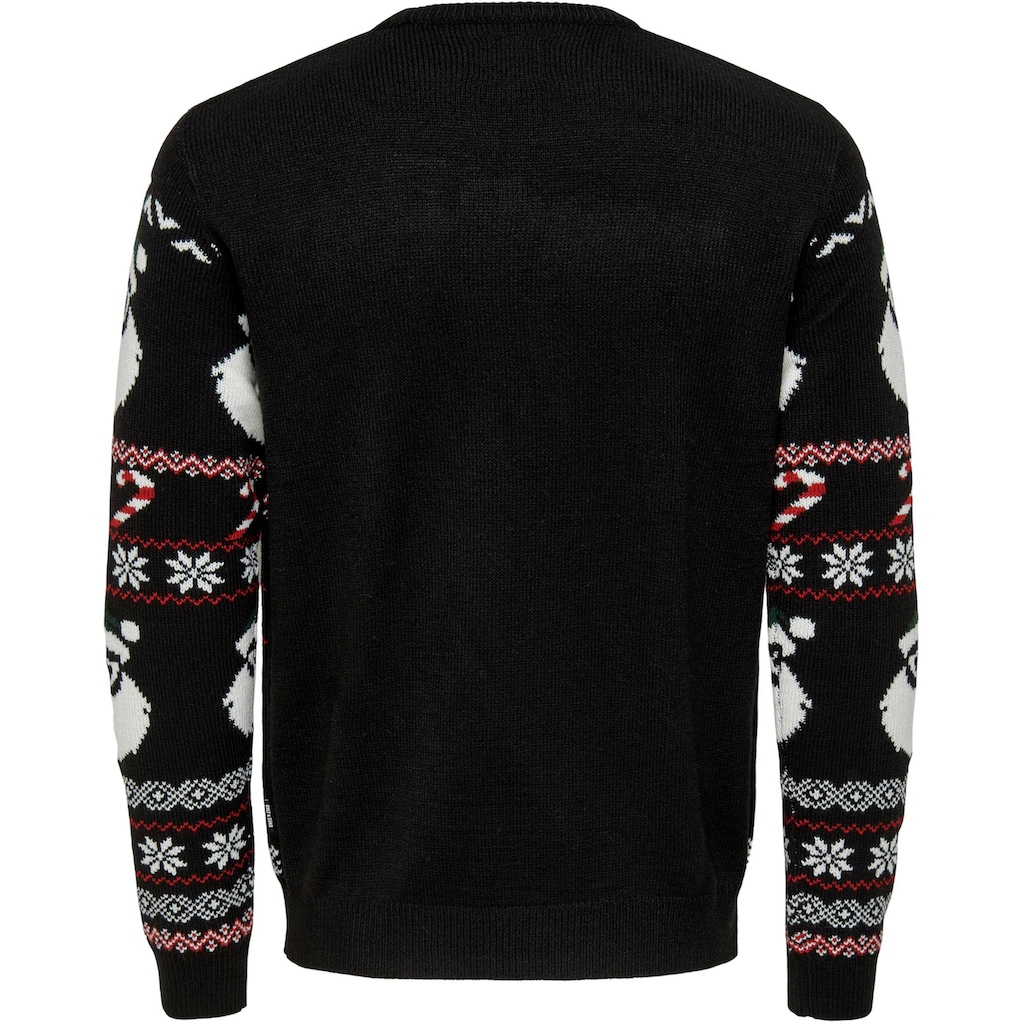 ONLY & SONS Rundhalspullover »ONSXMAS SANTA JAQ REG CREW KNIT 3994«