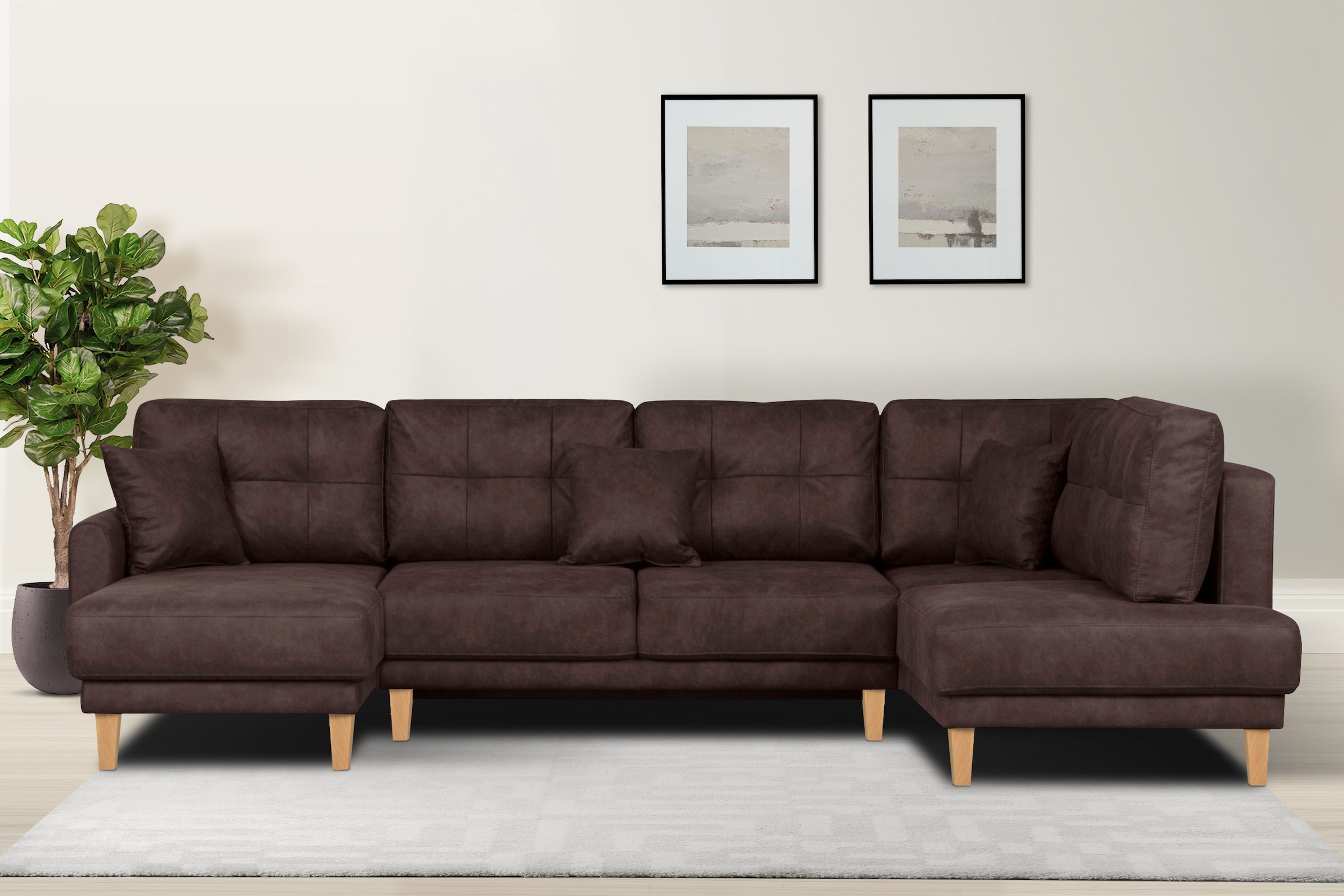 Home affaire Wohnlandschaft "TRIPLO U-Form wahlweise mit Schlaffunktion, B/ günstig online kaufen