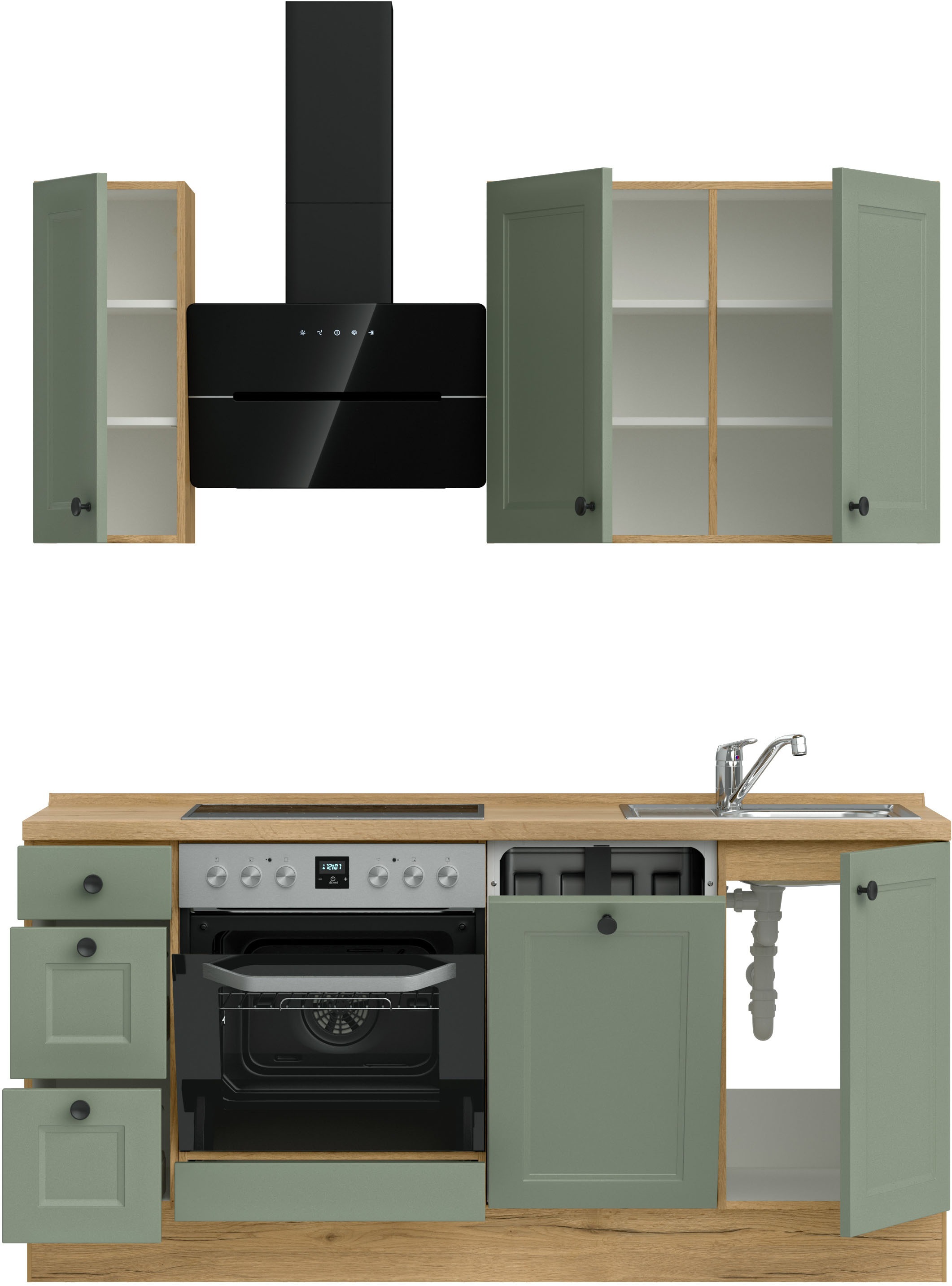 nobilia® Küchenzeile »"Cascada II"«, vormontiert, Ausrichtung wählbar, Breite 180 cm, wahlw. mit E-Geräten