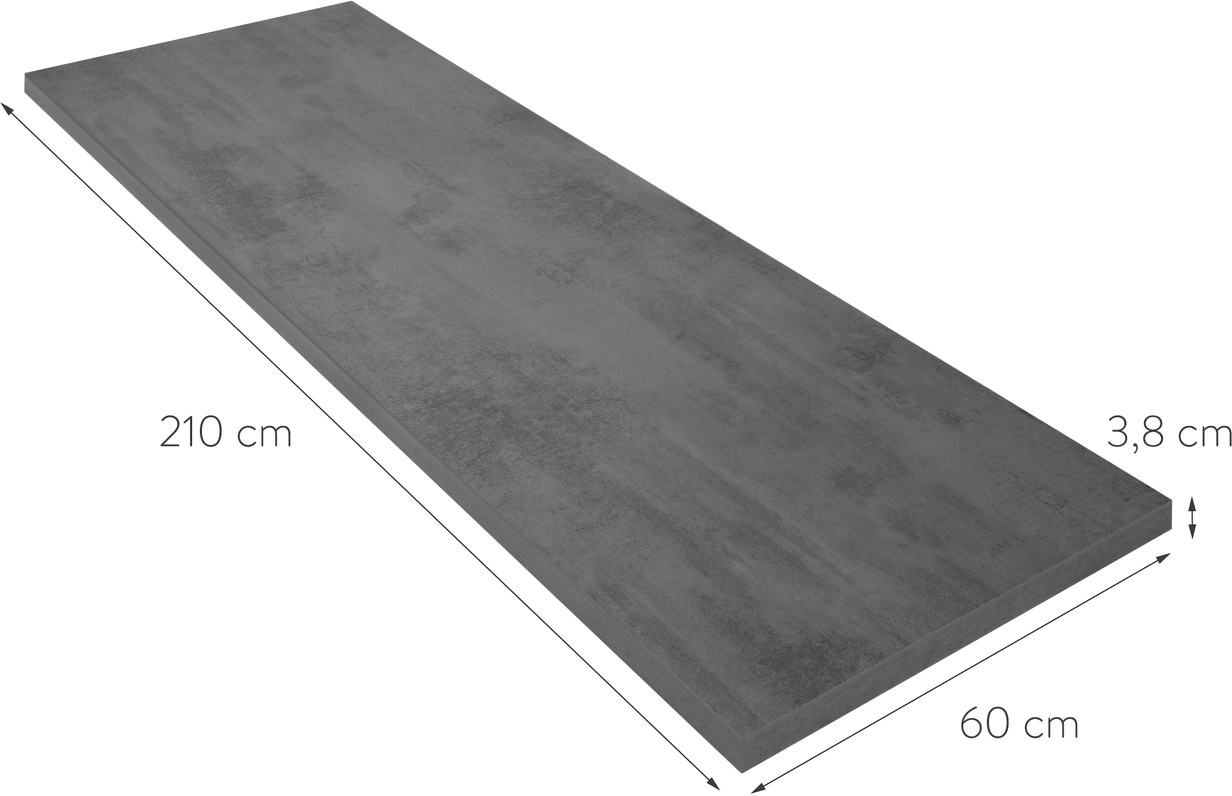 nobilia® Arbeitsplatte »passend zu allen Serien, Stärke: 3,8 cm«, von drei Seiten beschichtet, in drei Breiten: 180, 210 und 240 cm