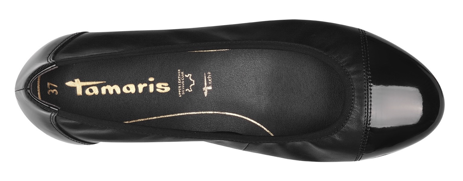 Tamaris Ballerina, Blockabsatz, Businessschuh, Schlupfschuh mit Elastikeinfass