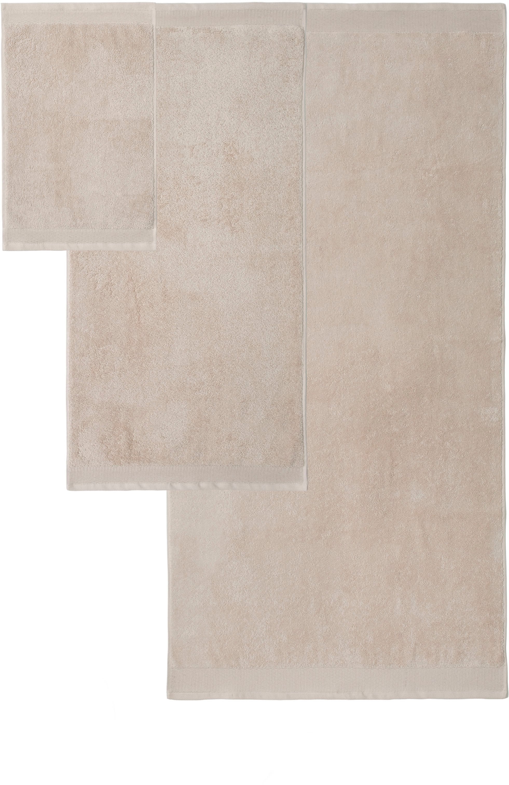 OTTO home Handtuch Set »Fenya, Premium Handtücher, 550 gr/m²«, Set, 6 tlg., Walkfrottier, Premium Handtücher mit Bordüre, Handtuch-Set, 100% Baumwolle