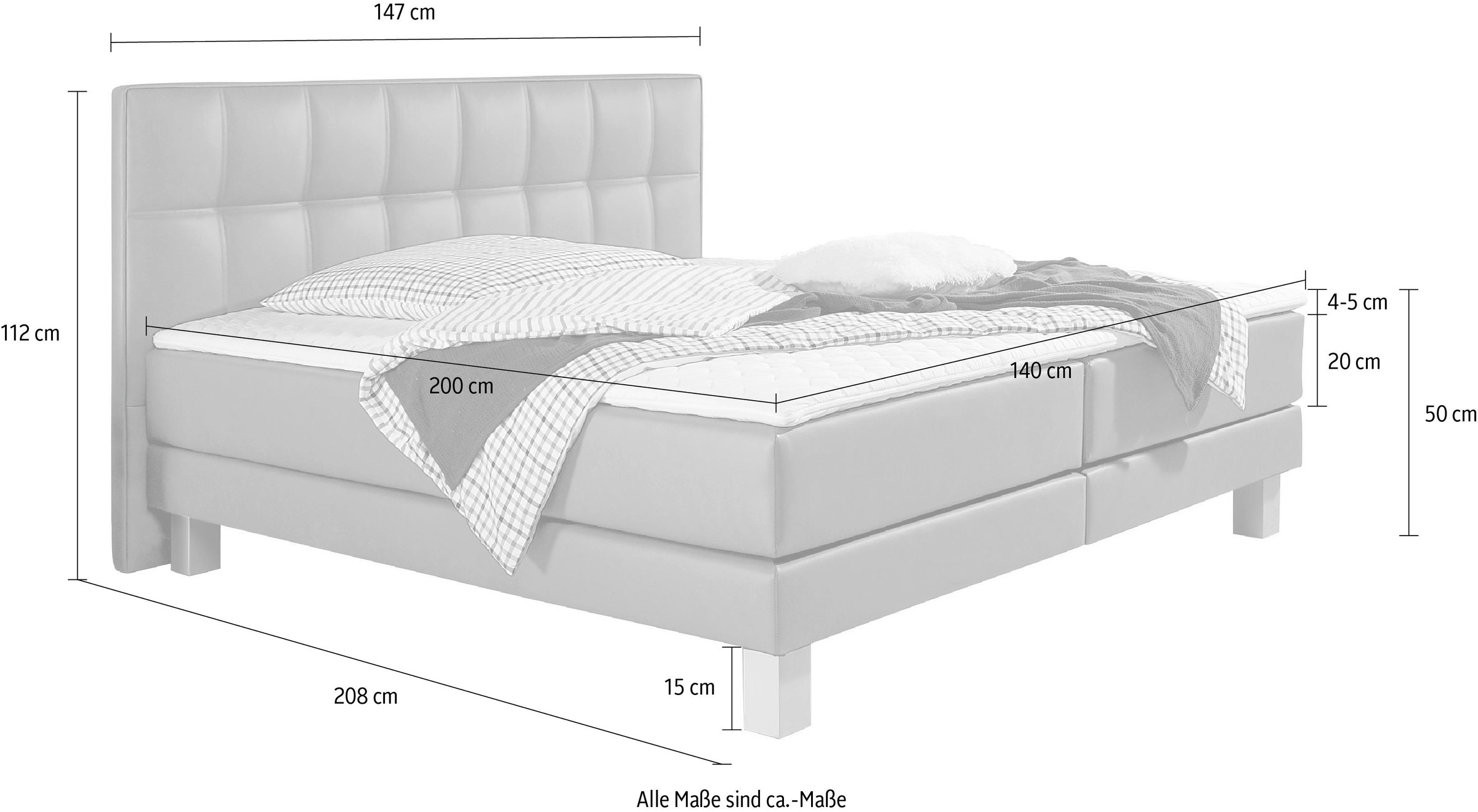 INOSIGN Boxspringbett »Tavira«, in 4 Breiten, 4 Farben und 3 Matratzenarten, incl. Topper