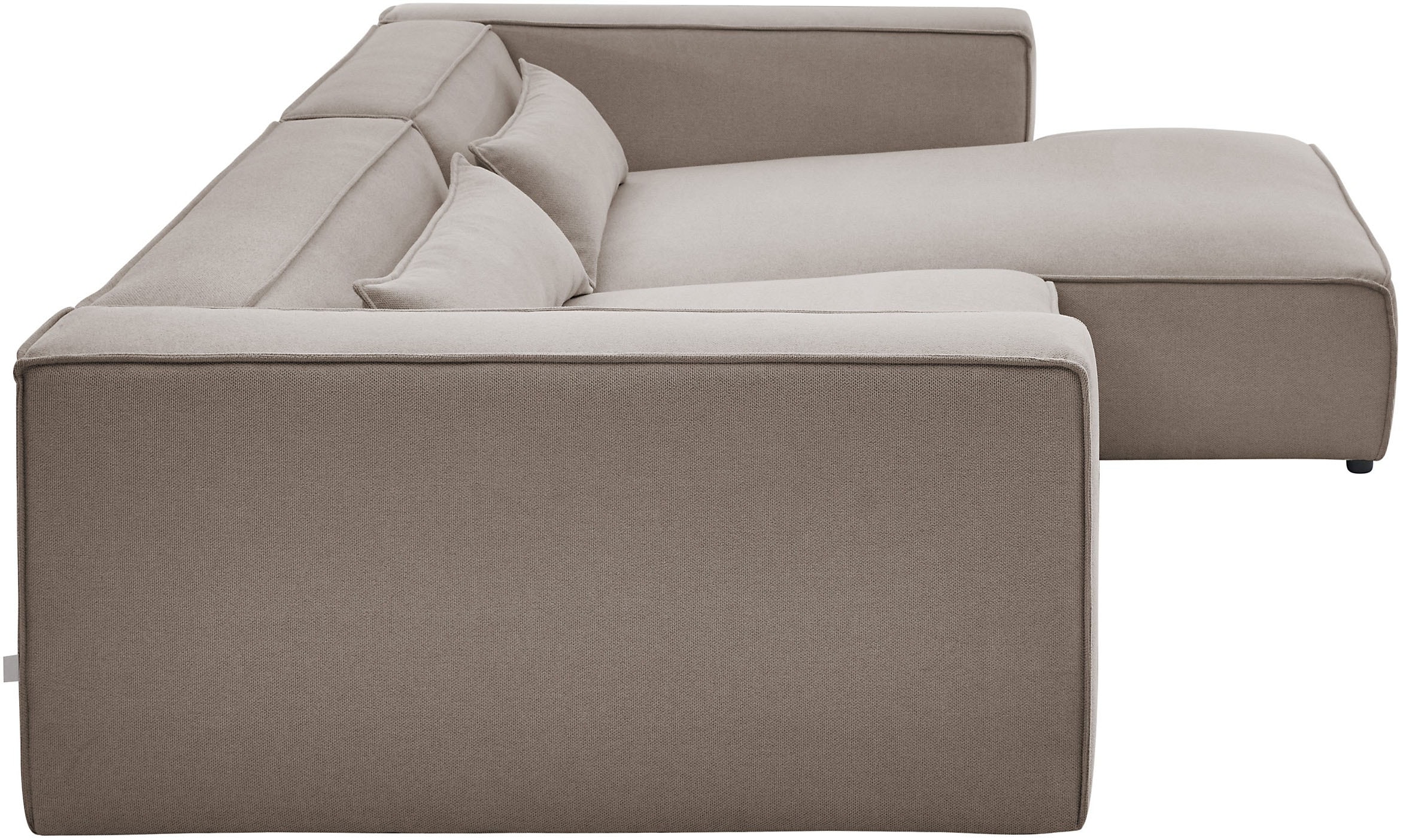 LeGer Home by Lena Gercke Ecksofa »PIARA XXL, Big-Sofa in Cord oder Leinenoptik, L-Form, mit Kedernaht«, wahlweise Ottomane rechts/links, schwarze Füße, extra tiefe Sitzfläche
