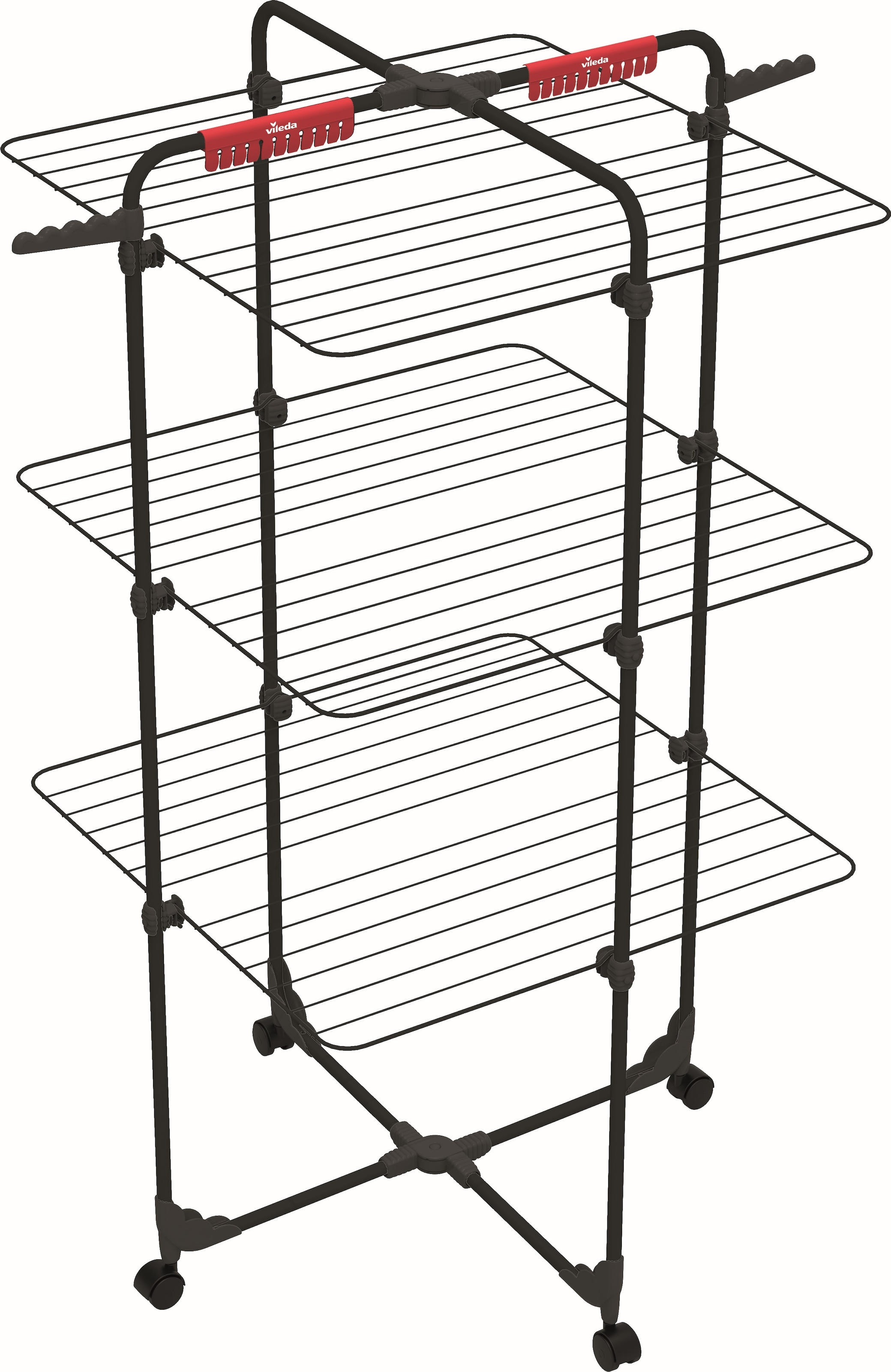 VILEDA Wäscheständer "Vileda MIXER 3 Ultimate Turmwäscheständer", B:71cm H:132cm T:71cm, schwarz, Wäscheständer, Viel Platz auf engstem Raum für