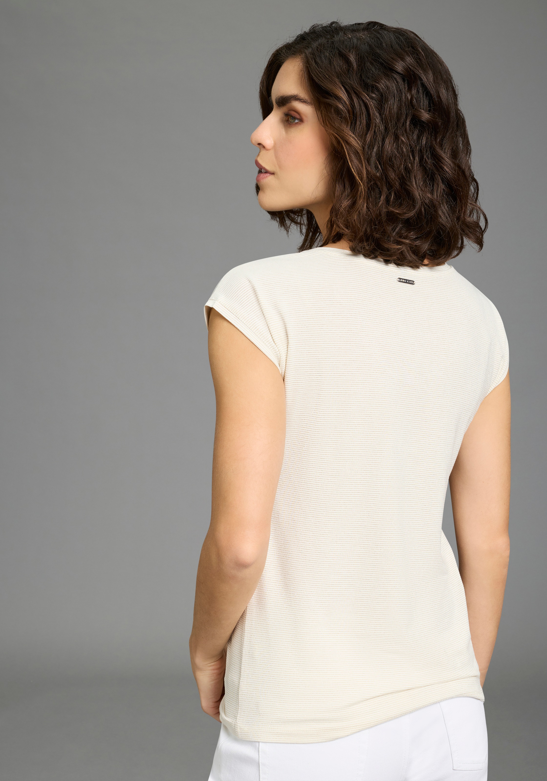 Laura Scott T-Shirt casual Stil, gestreifte Optik mit Glitzergarn günstig online kaufen