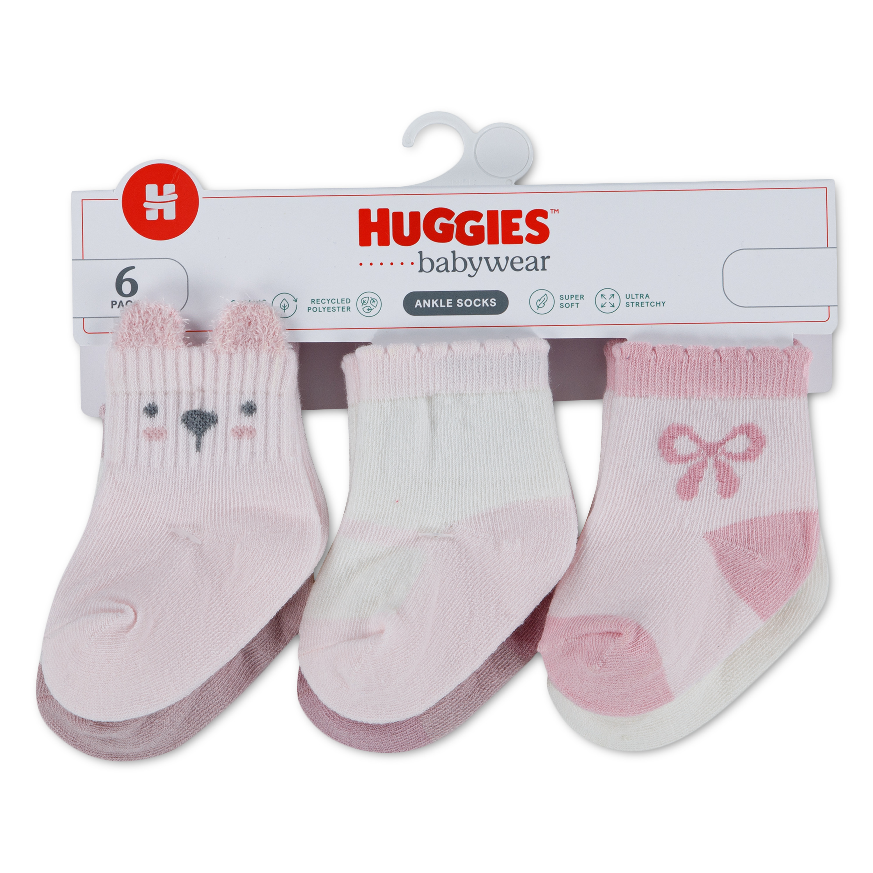 HUGGIES babywear Kurzsocken "HGHG 6PK QUARTER SOCK" Packung, 6 Paar tlg. 6er Pack Baby-Socken mit Tier-Motiven/für Girls