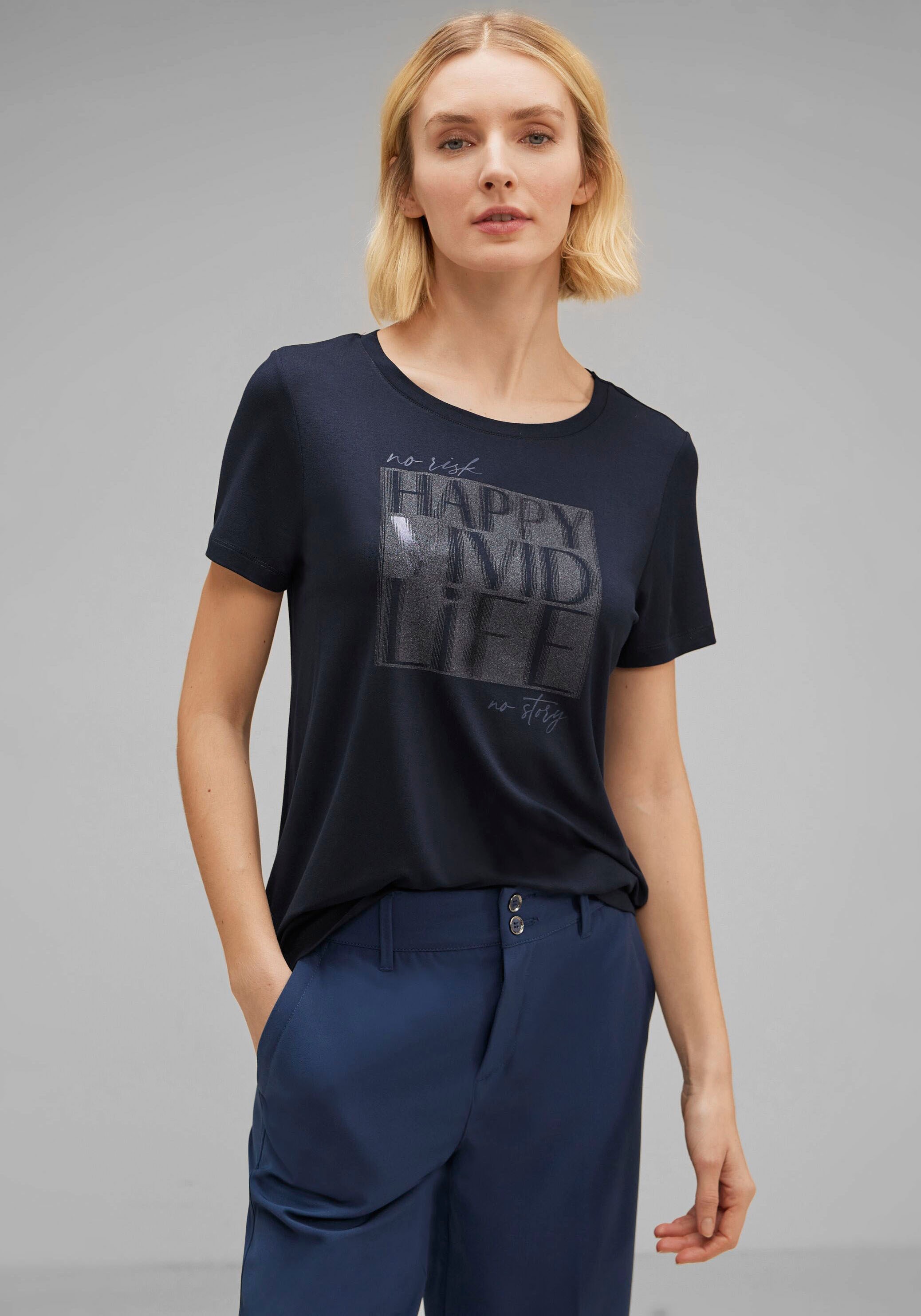ONE für | T-Shirt, Frontprint STREET glitzerndem kaufen BAUR mit