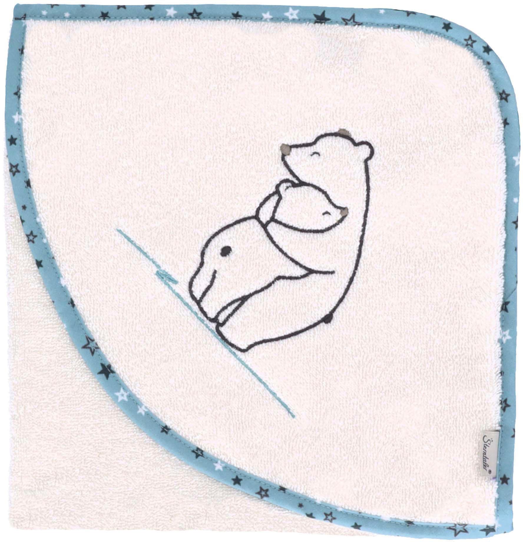 Elia, auf Sterntaler® BAUR aus Bio-Baumwolle »Kapuzenbadetuch nachhaltig | St.), Rechnung 80x80cm«, Eisbär Kapuzenhandtuch (1