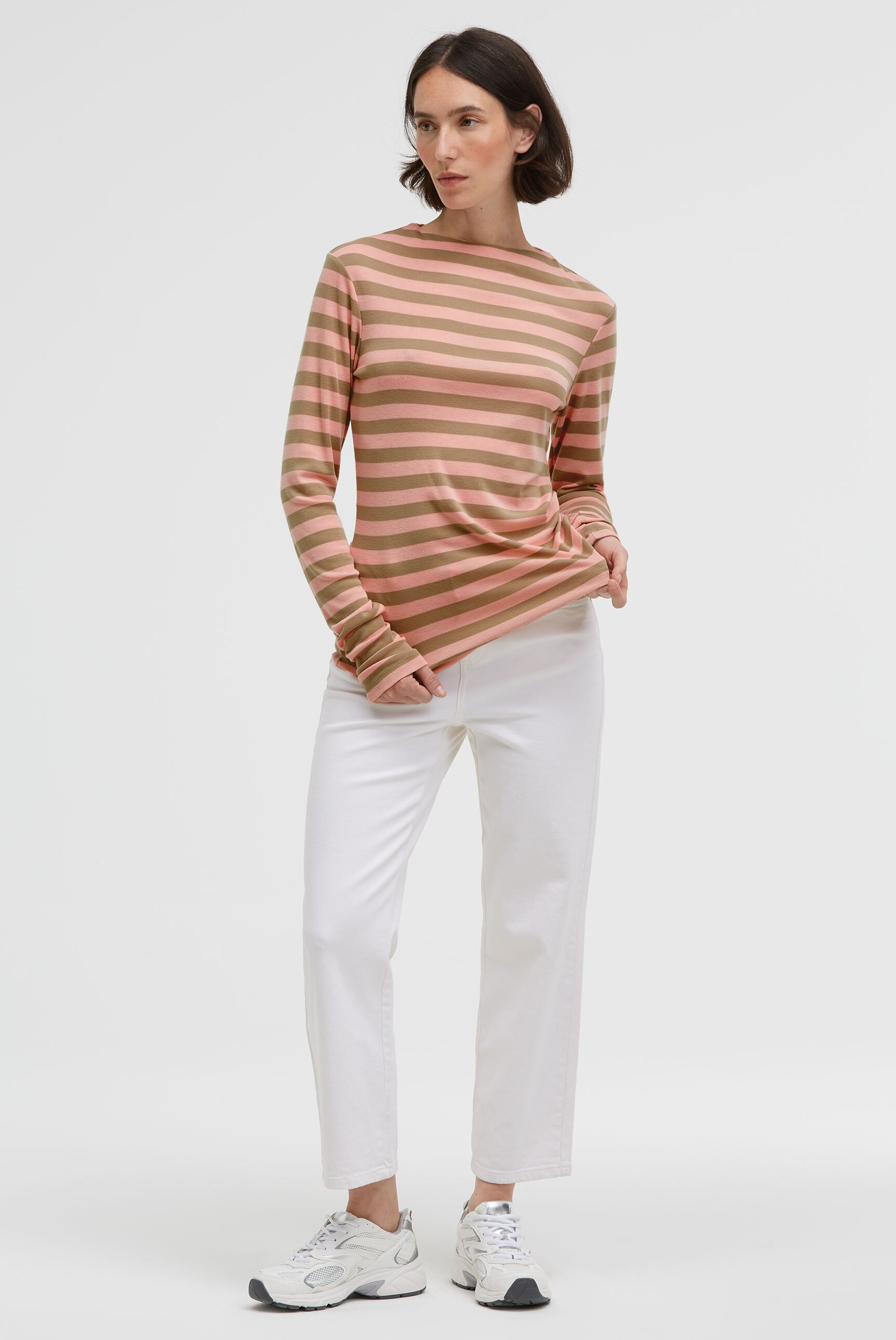 SENSES.THE LABEL Rundhalsshirt mit überlangen Ärmeln günstig online kaufen