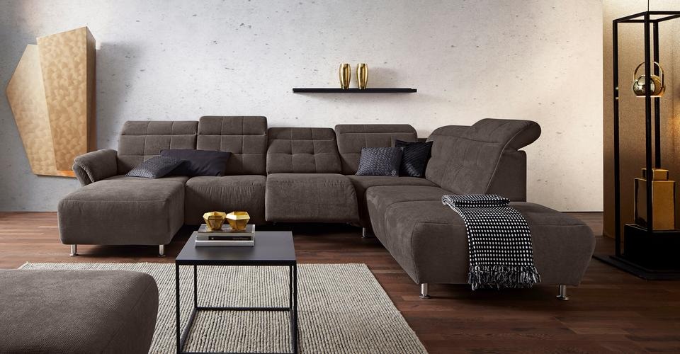 Places of Style Wohnlandschaft »Manhattan U-Form«, 2 Sitze mit elektrischer Relaxfunktion, verstellbare Armlehnen