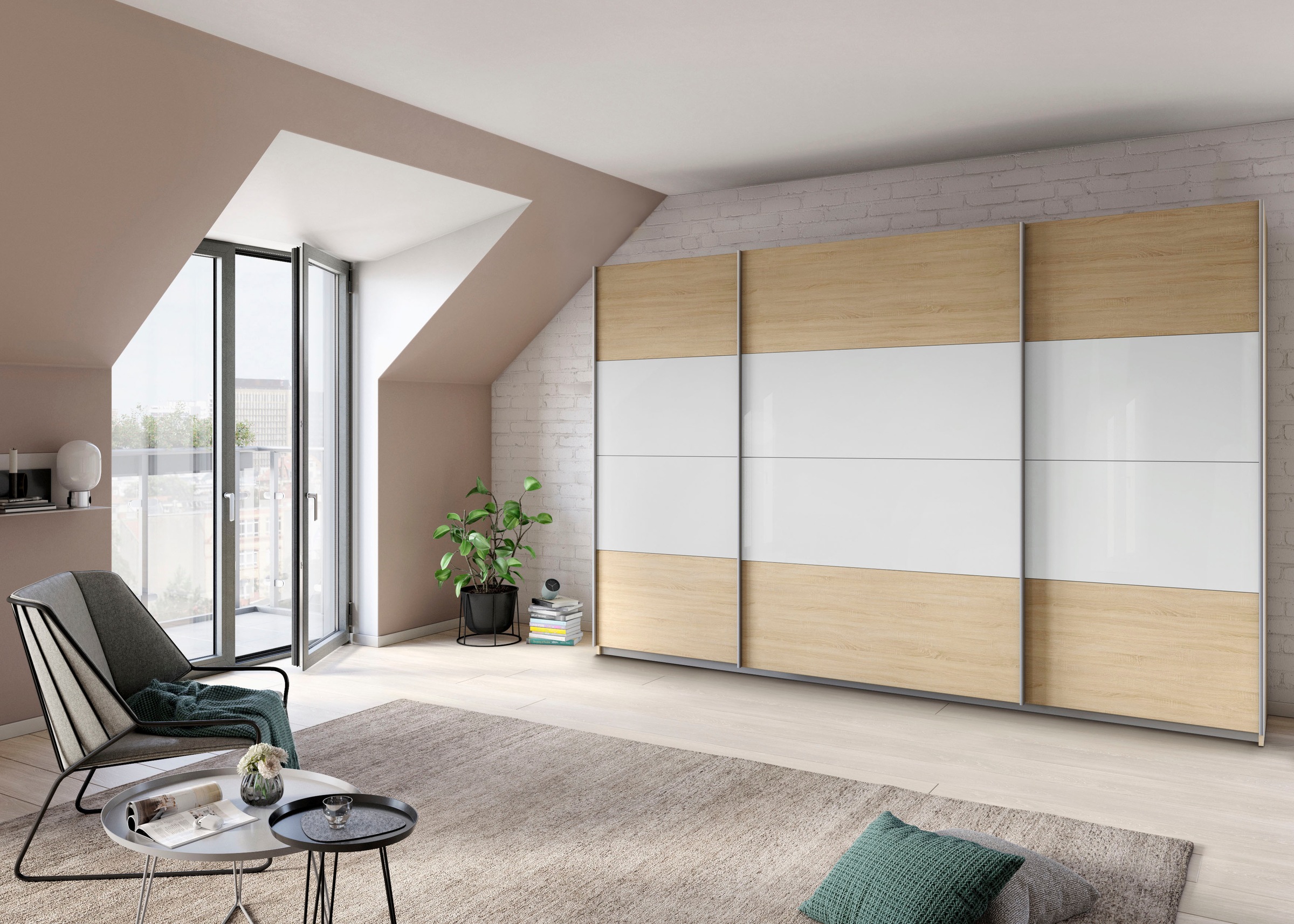 rauch Schwebetürenschrank »Quadra Bestseller Schlafzimmerschrank in vielen Breiten«, Kleiderschrank Garderobenschrank Schrank mit Glaselementen