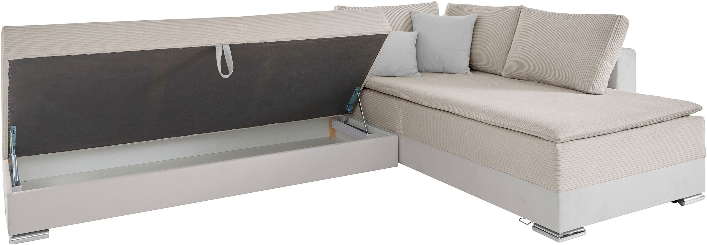 INOSIGN Ecksofa »Boxspringbett Night & Day L-Form mit Dauer-Schlaffunktion mit Armlehne«, mit Boxspring-Bettfunktion 180x200 cm und Bettkasten, Dauerschläfer!