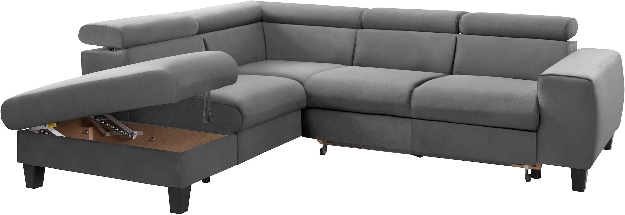 COTTA Ecksofa »Morven L-Form mit Kopfteilverstellung«, wahlweise mit Bettfunktion, Bettkasten & Wireless-Charger