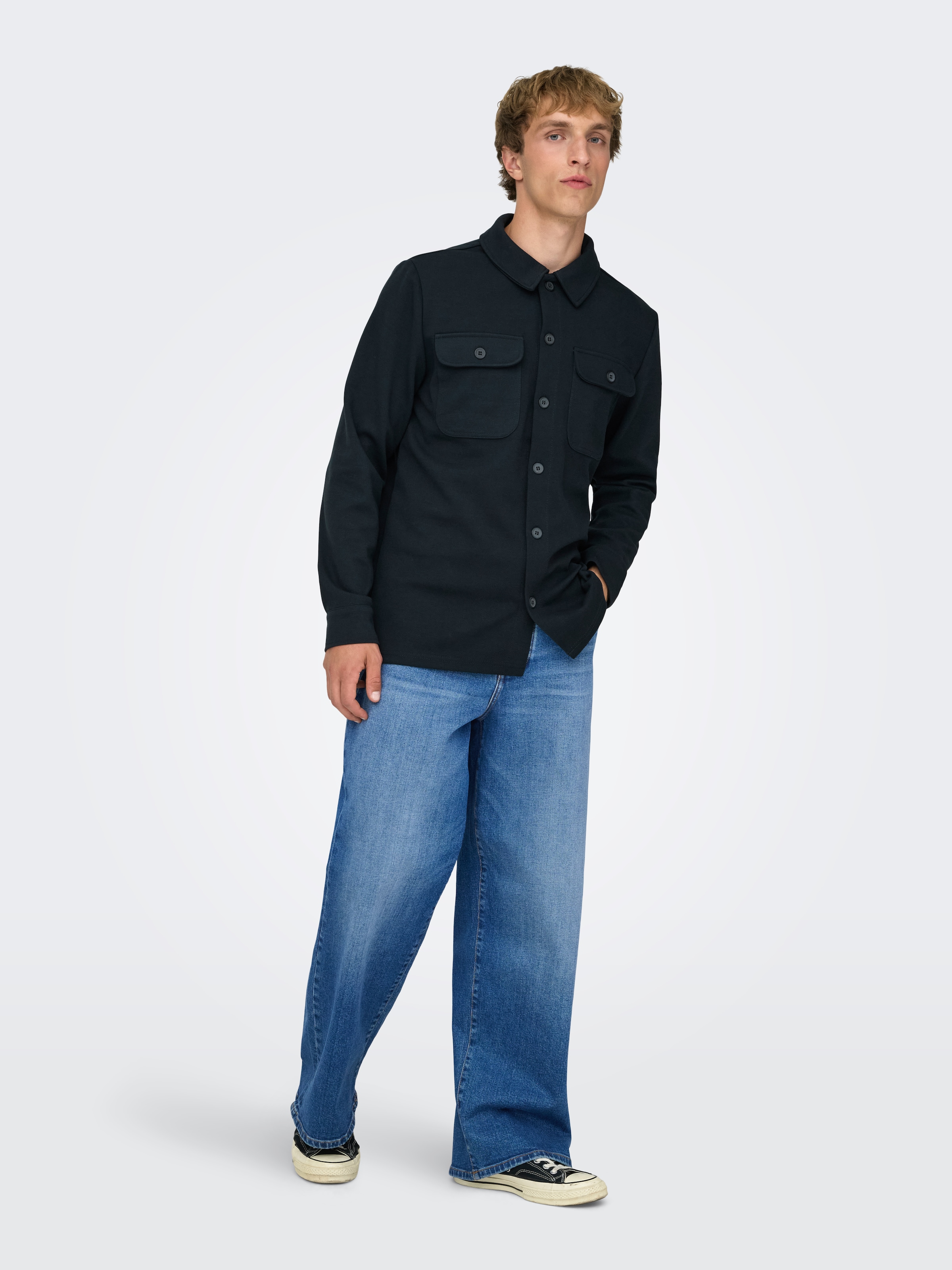 ONLY & SONS Langarmhemd »ONSNEWKODYL OVERSHIRT SWEAT NOOS« Materialmix, regular fit