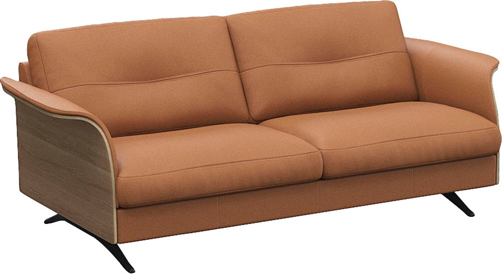 FLEXLUX 2,5-Sitzer »Glow Sofa, Couch, Premium-Sitzkomfort: Kaltschaum & Federkern«, Armlehnenblende in geölter Eiche, Fuß schwarz