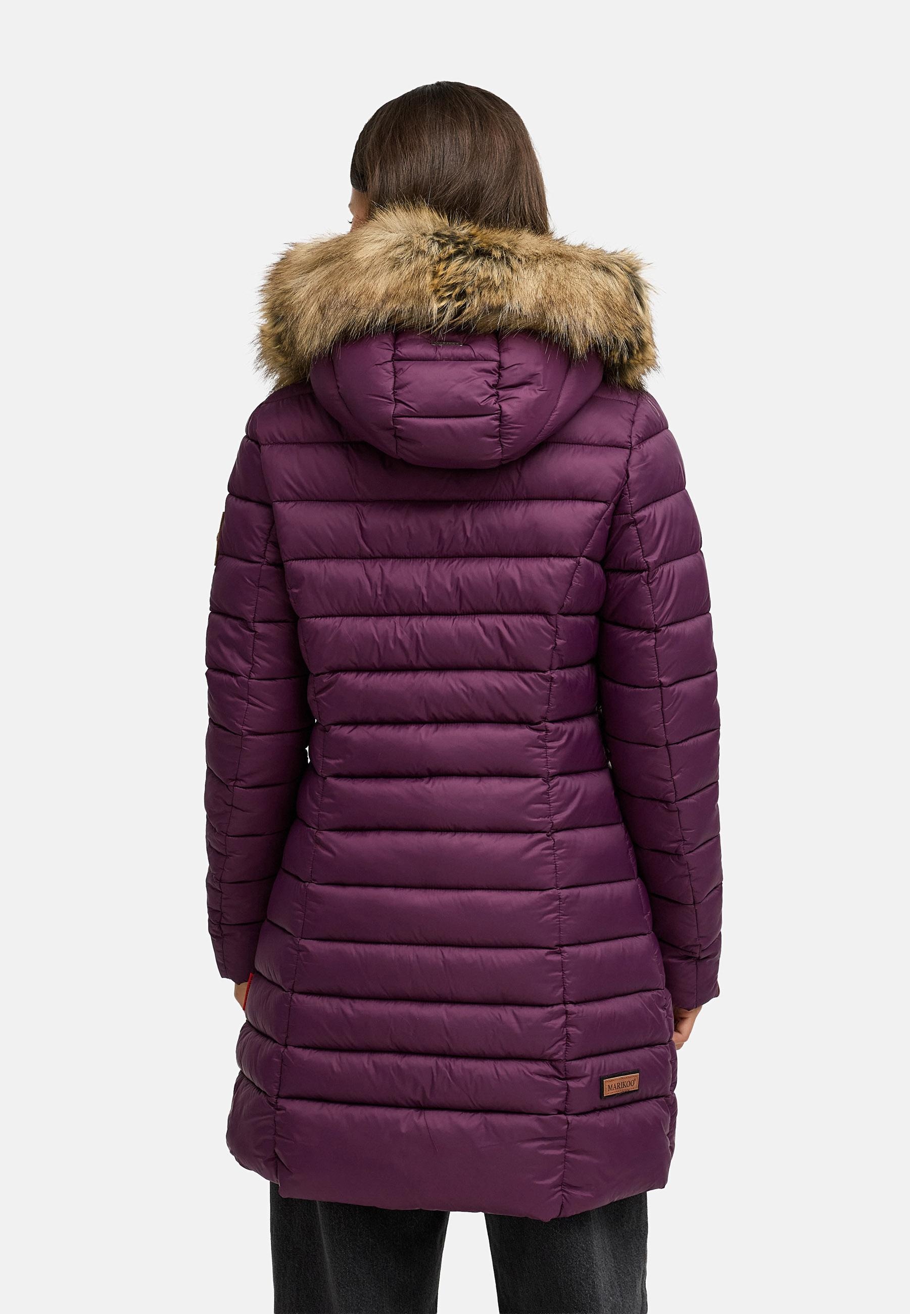 Marikoo Steppmantel »Rose-Stepp« zeitloser Winterparka mit großer Kunstfellkapuze