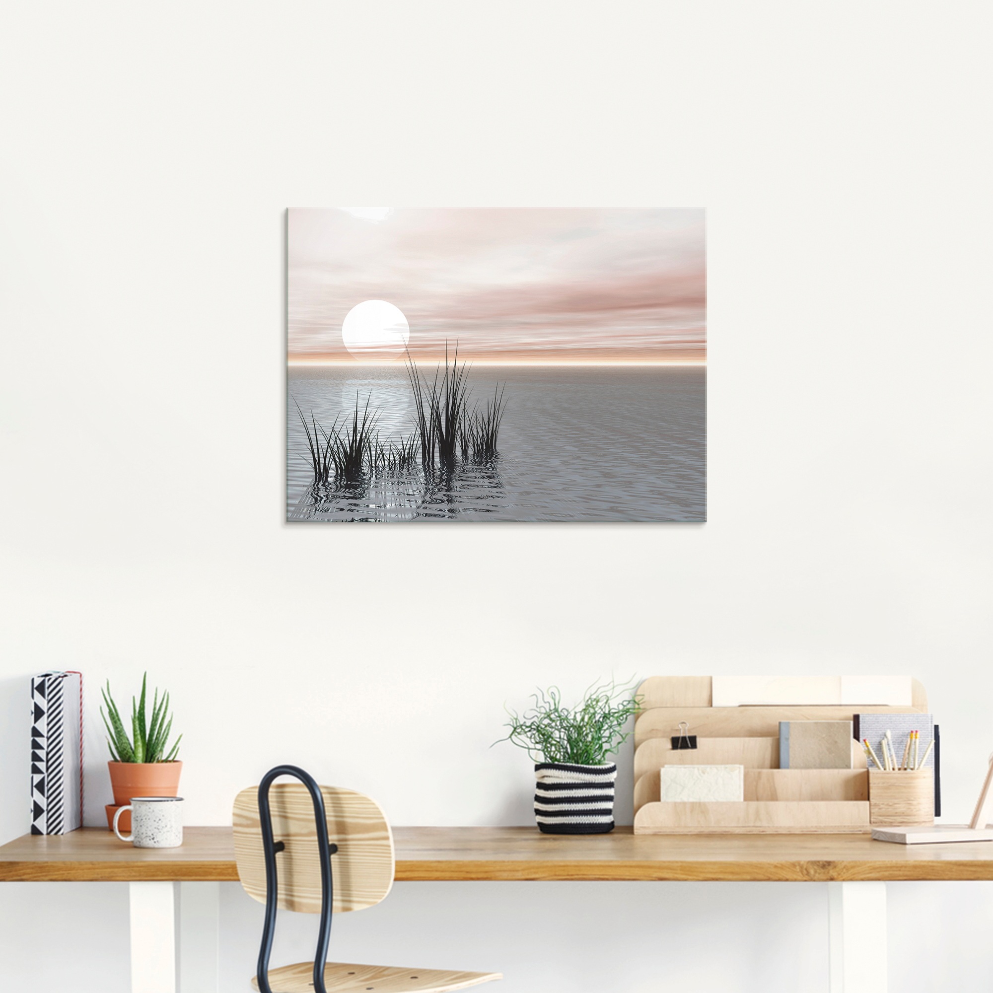 Artland Glasbild "Sonnenuntergang mit Schilf" Sonnenaufgang & -untergang 1 günstig online kaufen