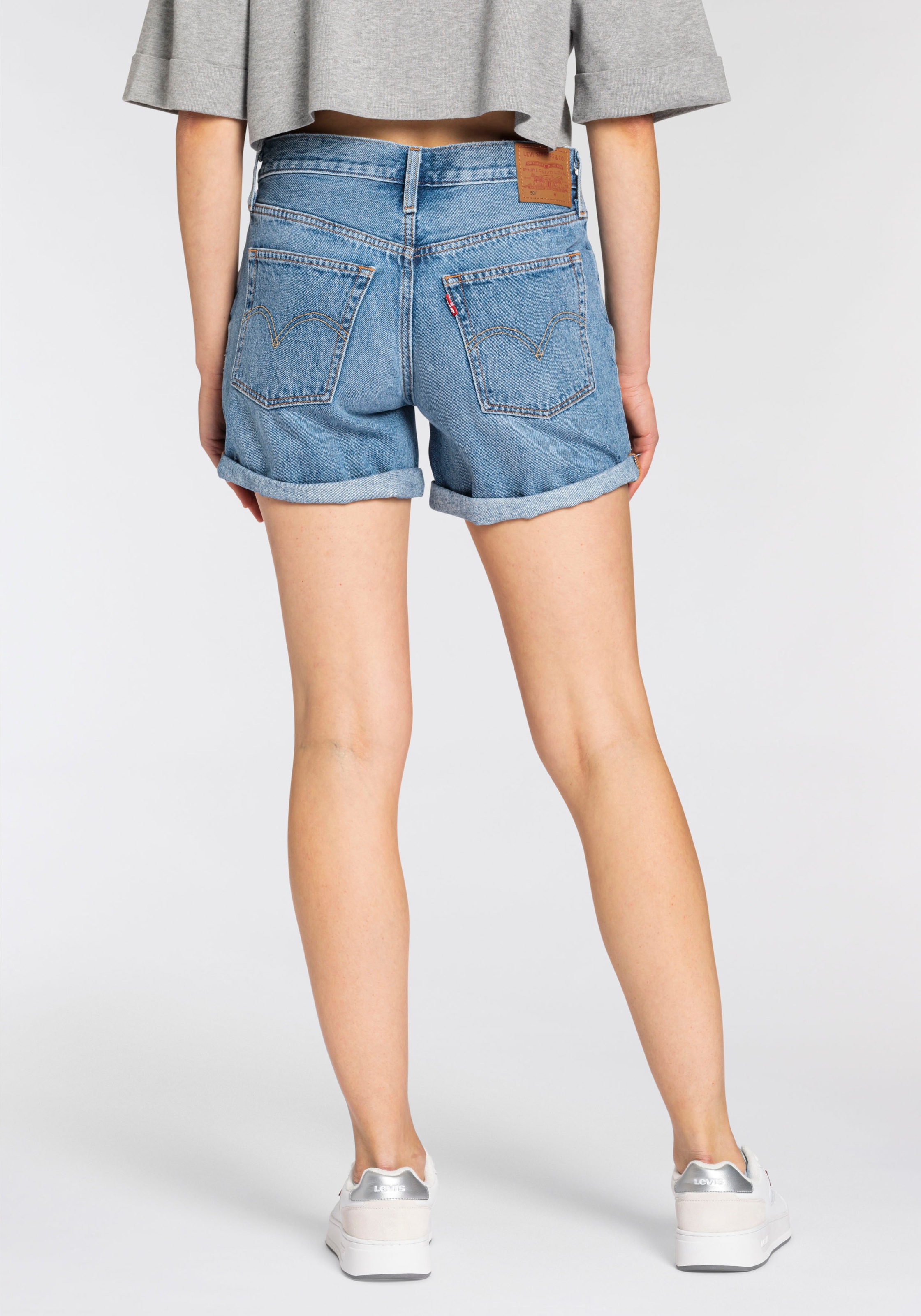 Levis Jeansshorts "501 Short Long", Sommerhose Mit Knopfverschluss und krem günstig online kaufen