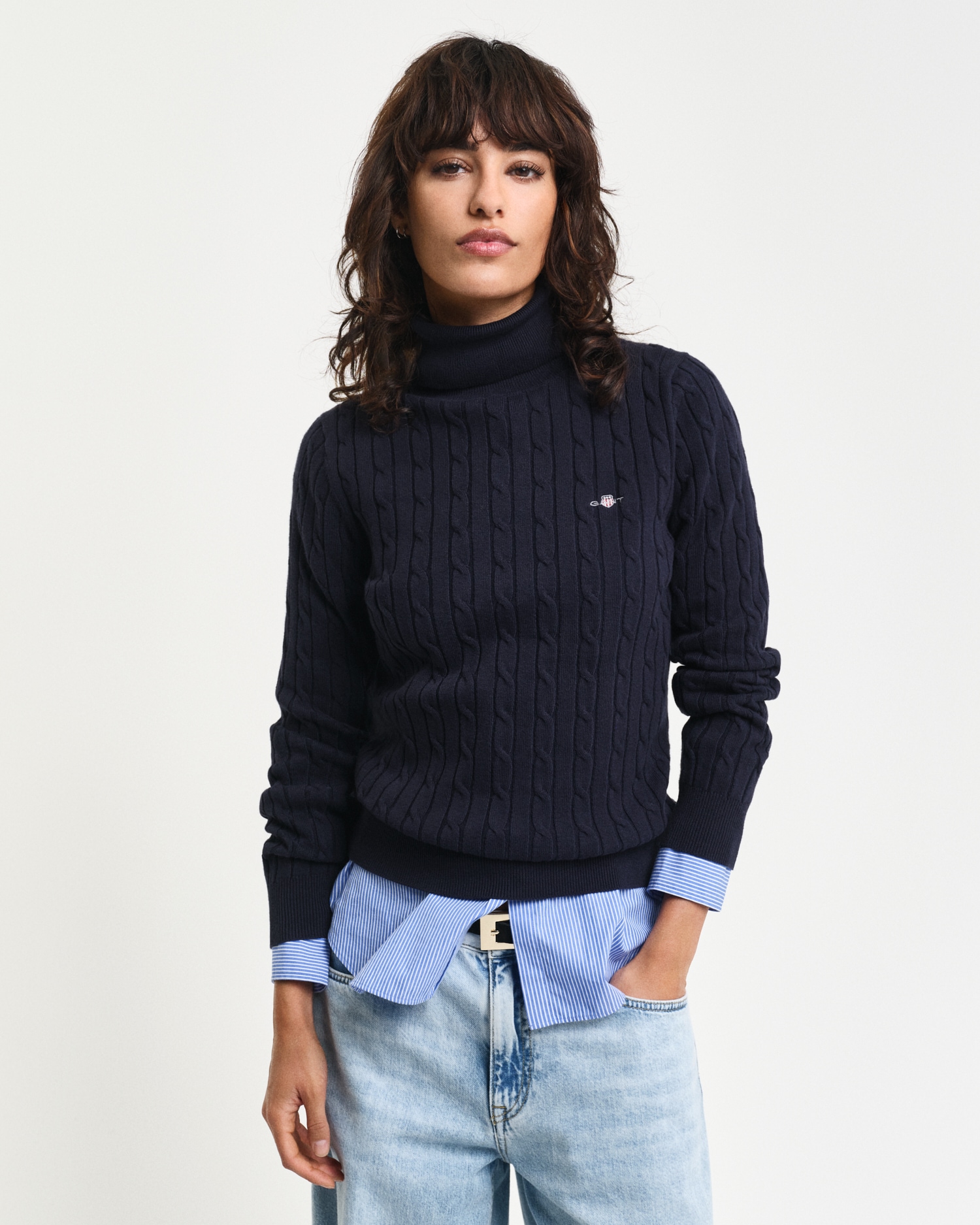 Gant Rollkragenpullover "STRETCH COTTON CABLE TURTLENECK", mit Zopfmuster günstig online kaufen