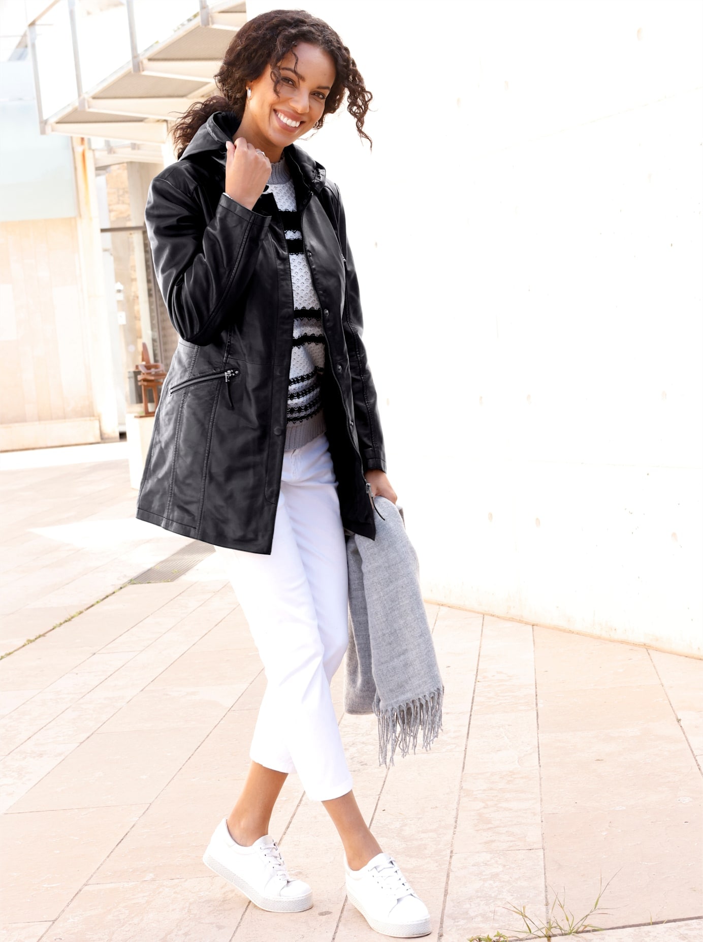 Casual Looks Lederjacke, mit Kapuze