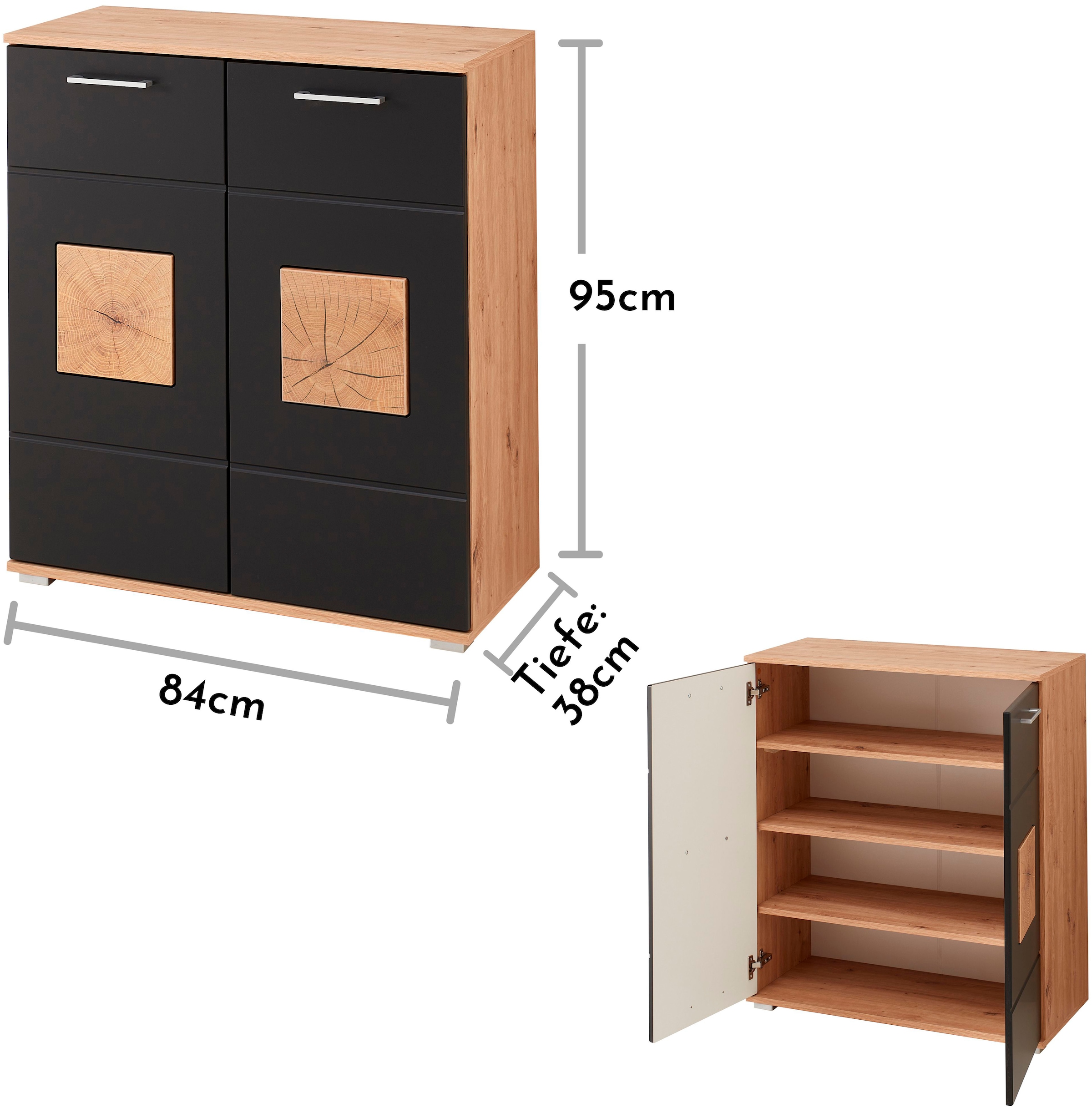 Innostyle Schuhschrank »Fun Schuhschrank, 84x95x38cm (B/H/T)«, (1 St.), 2 türig, 4 Einlegeböden, Softclose, ABS Kantenschutz
