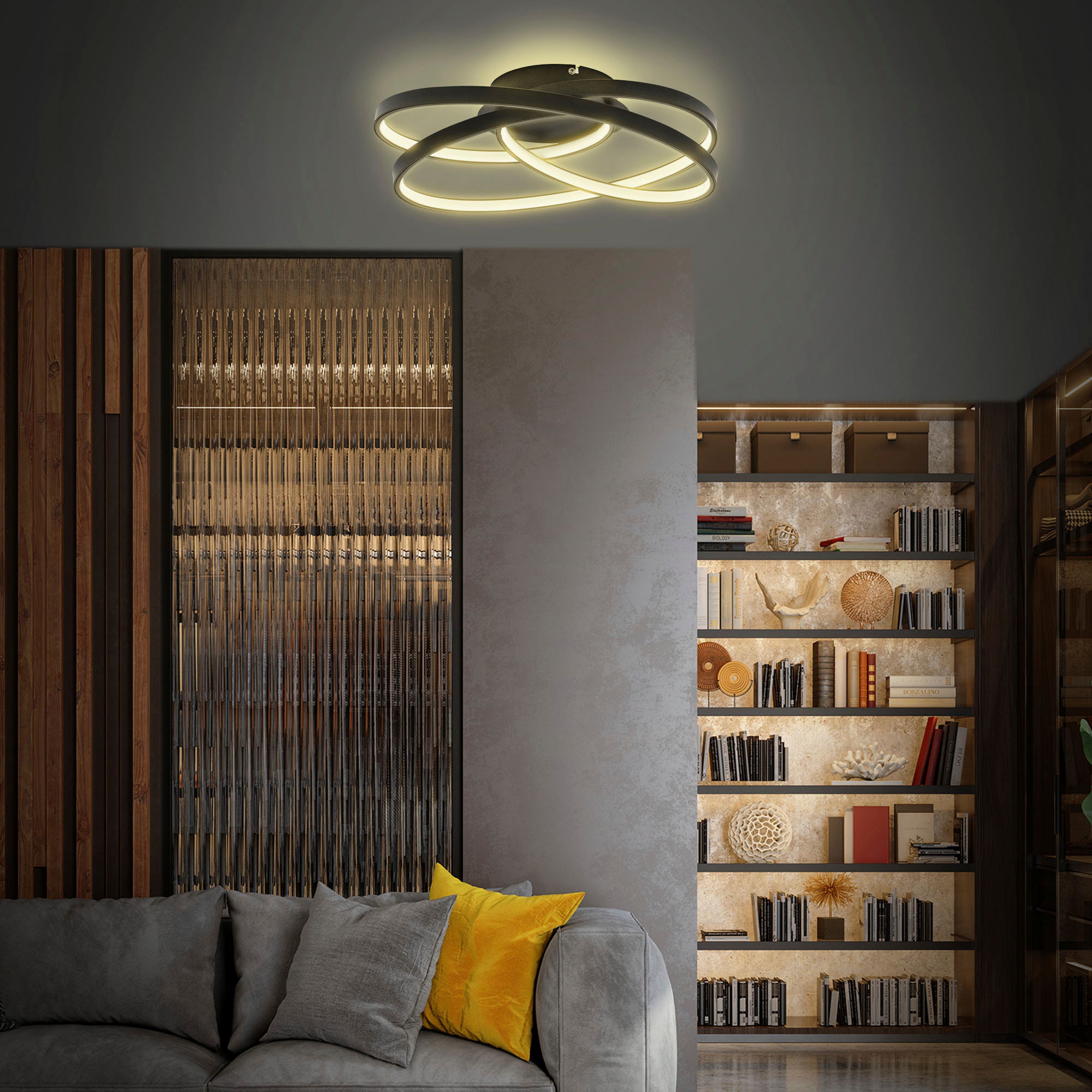 B.K.Licht LED Deckenleuchte »BK_FR1541 LED Frame-Deckenlampe, Ringleuchte, Schwarz, 3.000K«, 1 flammig, Leuchtmittel LED-Modul | LED fest integriert, 4.600lm, 35W, mit warmweißen Licht, IP20, B: 39,5cm