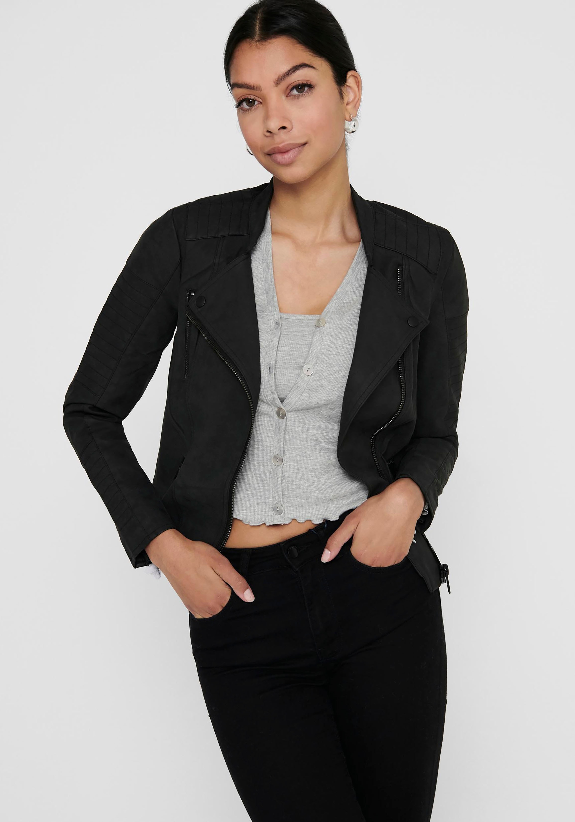 Only AVA Women's Leather jacket in Black