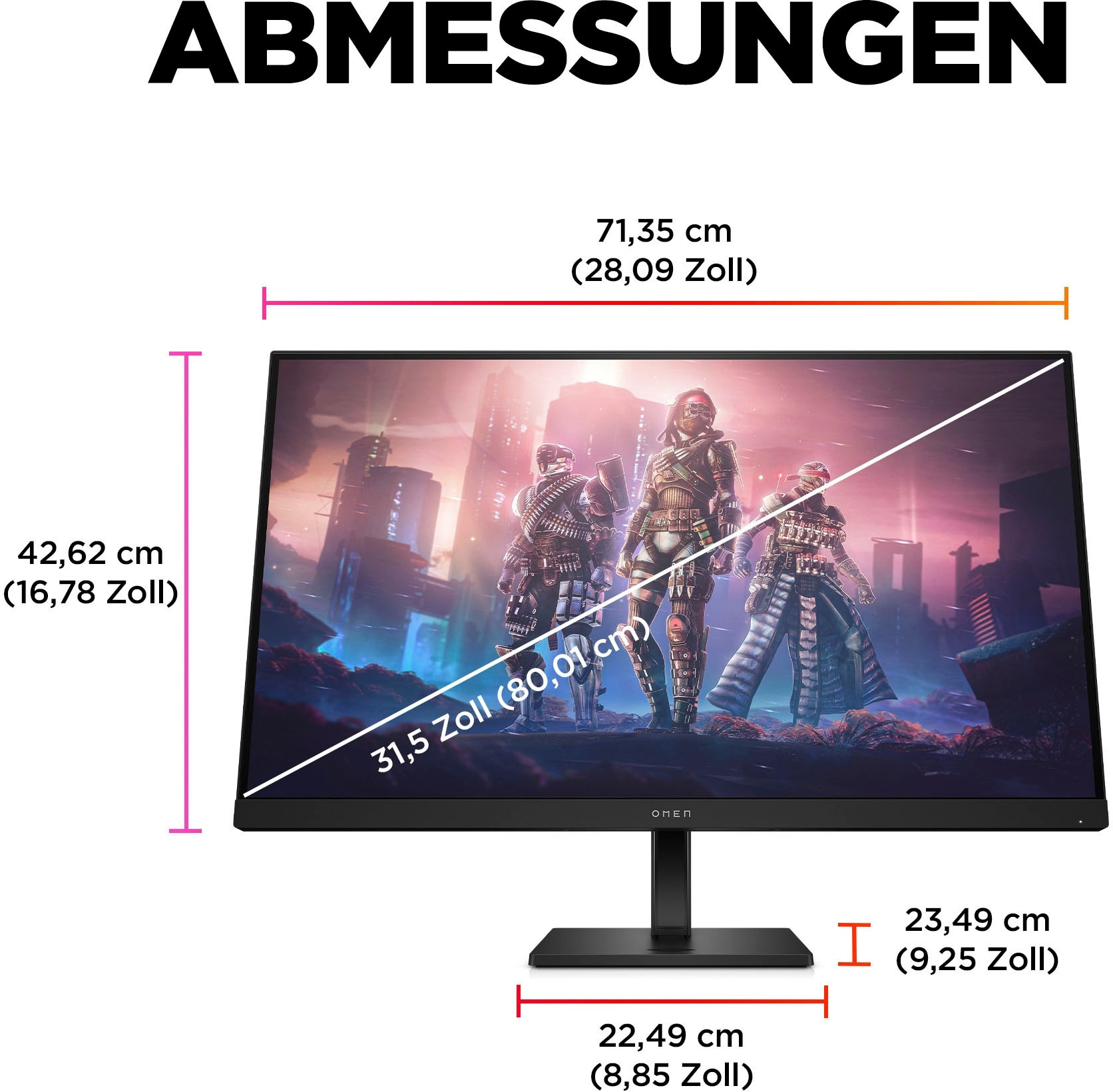 HP Gaming-Monitor »OMEN 32q (HSD-0157-A)«, 80 cm/32 Zoll, 2560 x 1440 px, QHD, 1 ms Reaktionszeit, 165 Hz