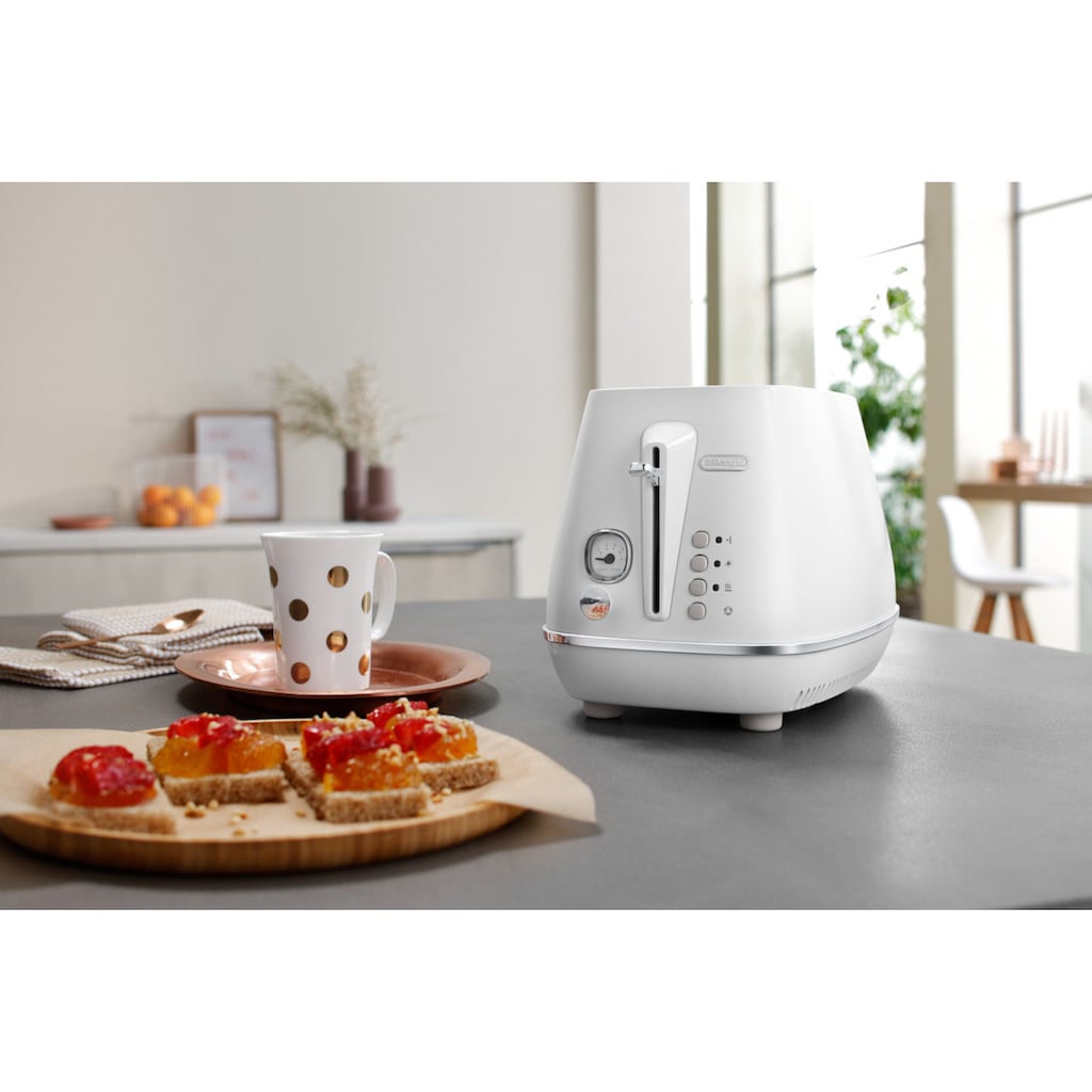 De'Longhi Toaster »Distinta Moments CTIN 2103.W – Sunrise White«, 2 kurze Schlitze, für 2 Scheiben, 900 W