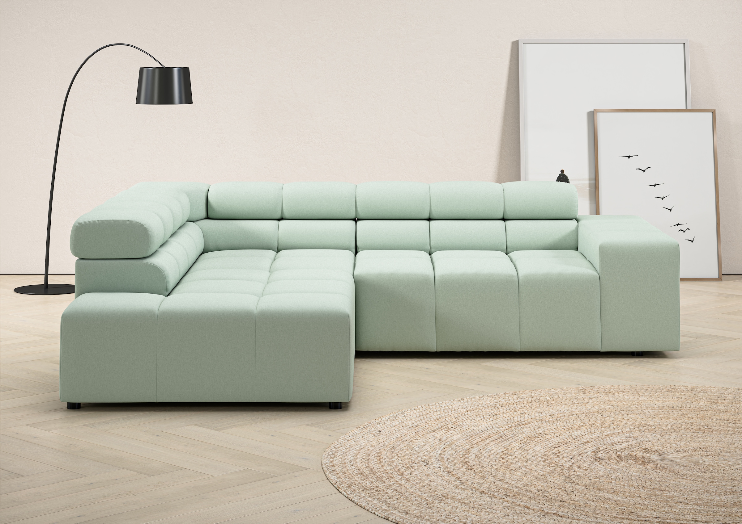 Home affaire Ecksofa "Ancona, Ecksofa, incl. Kopfteilverstellung, Breite 249 cm, L-Form" wahlweise motorische Sitztiefenverstellung, B/T(H: 249/215/70 cm