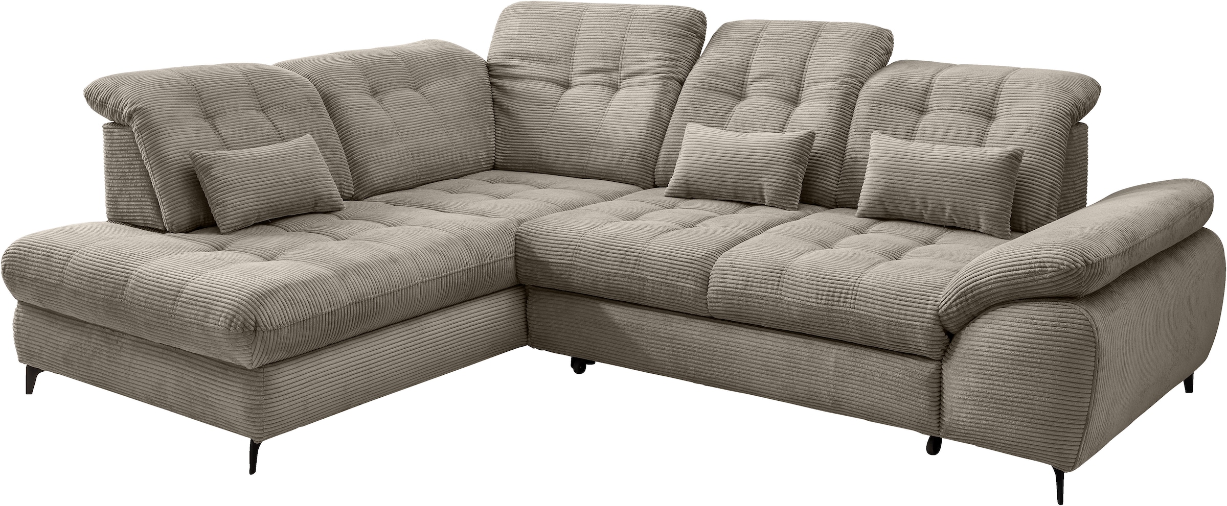Home affaire Ecksofa »Lazio modern und bequem, schmale Armlehnen, tolle Detailverarbeitung« zwei verschiedene Fußfarben wählbar