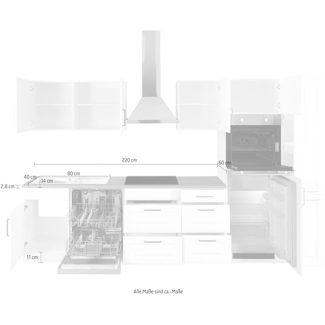 HELD MÖBEL Küchenzeile »Stockholm«, Breite 310 cm, mit hochwertigen MDF  Fronten im Landhaus-Stil kaufen | BAUR