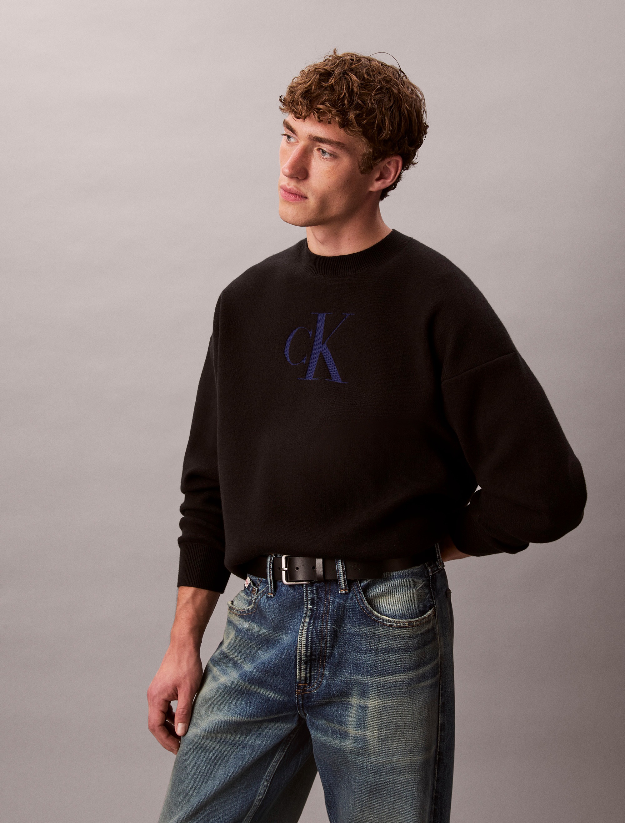 Calvin Klein Jeans Rundhalspullover "LS CTTN CASHMERE 3D LOGO CRWNK S" Mit günstig online kaufen