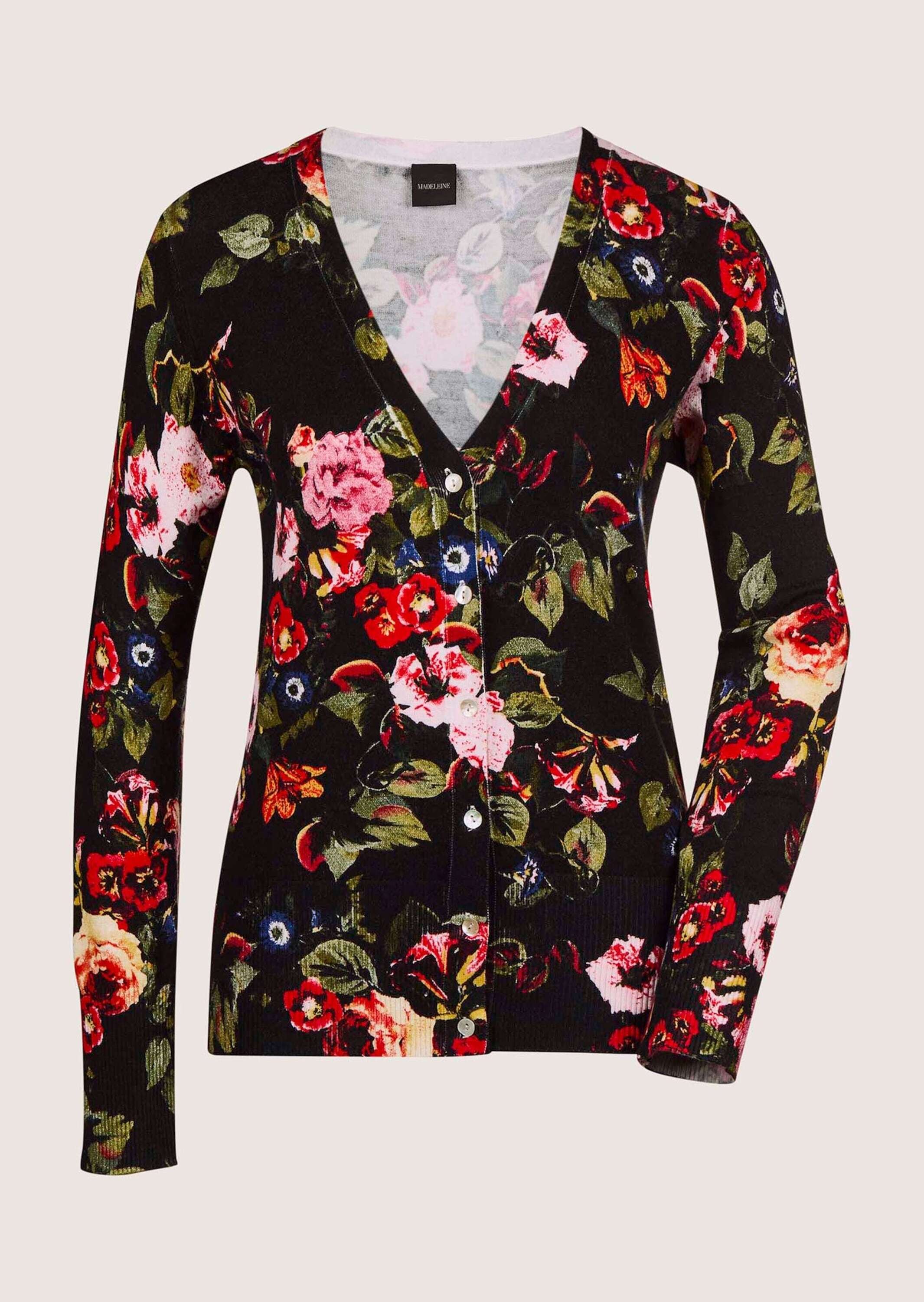 MADELEINE Strickjacke "Cardigan Sommerliche Strickjacke, Unikat-Print"