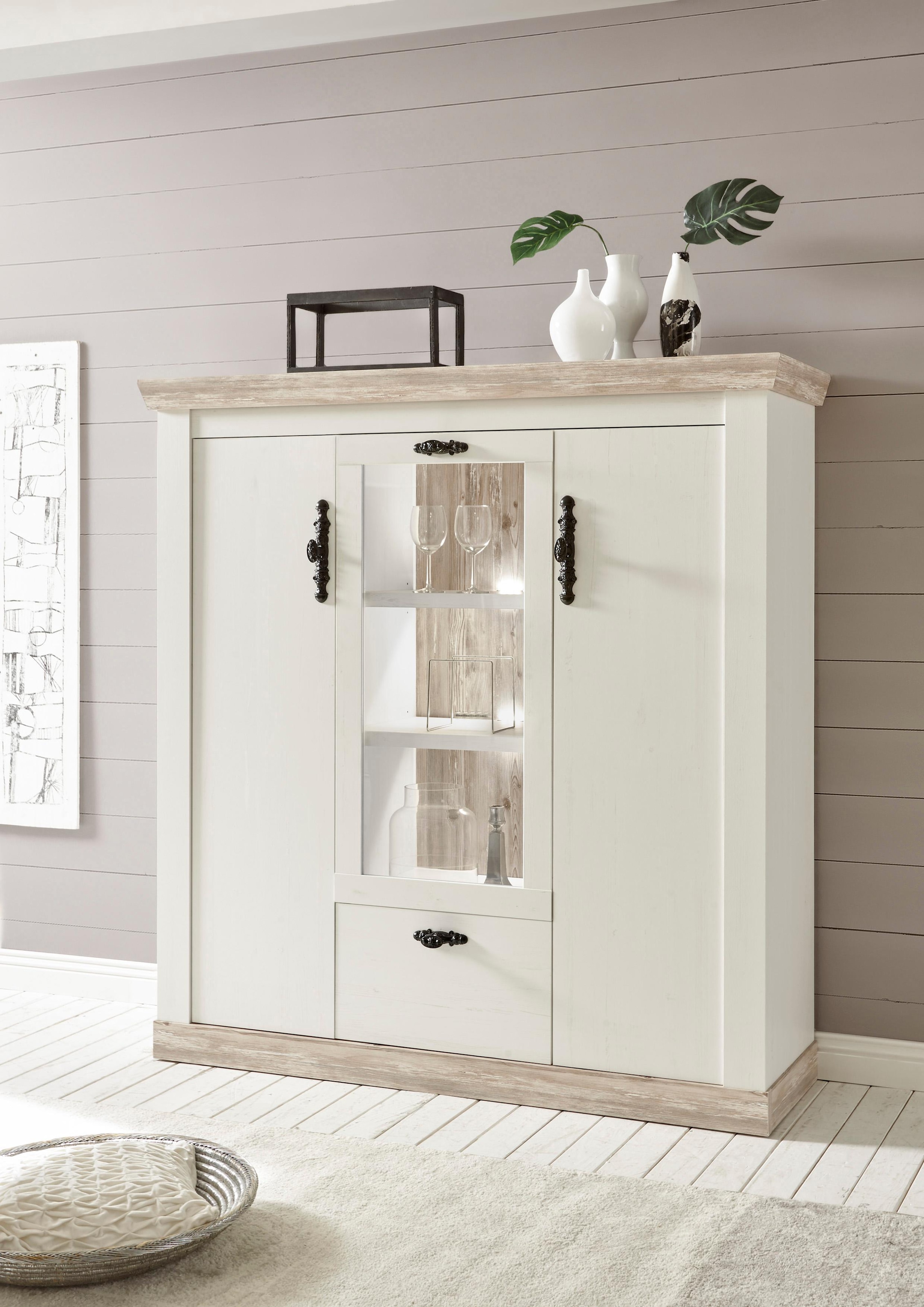 Home affaire Highboard »Florenz«, im romantischen Landhaus-Look, Breite 140  cm | BAUR