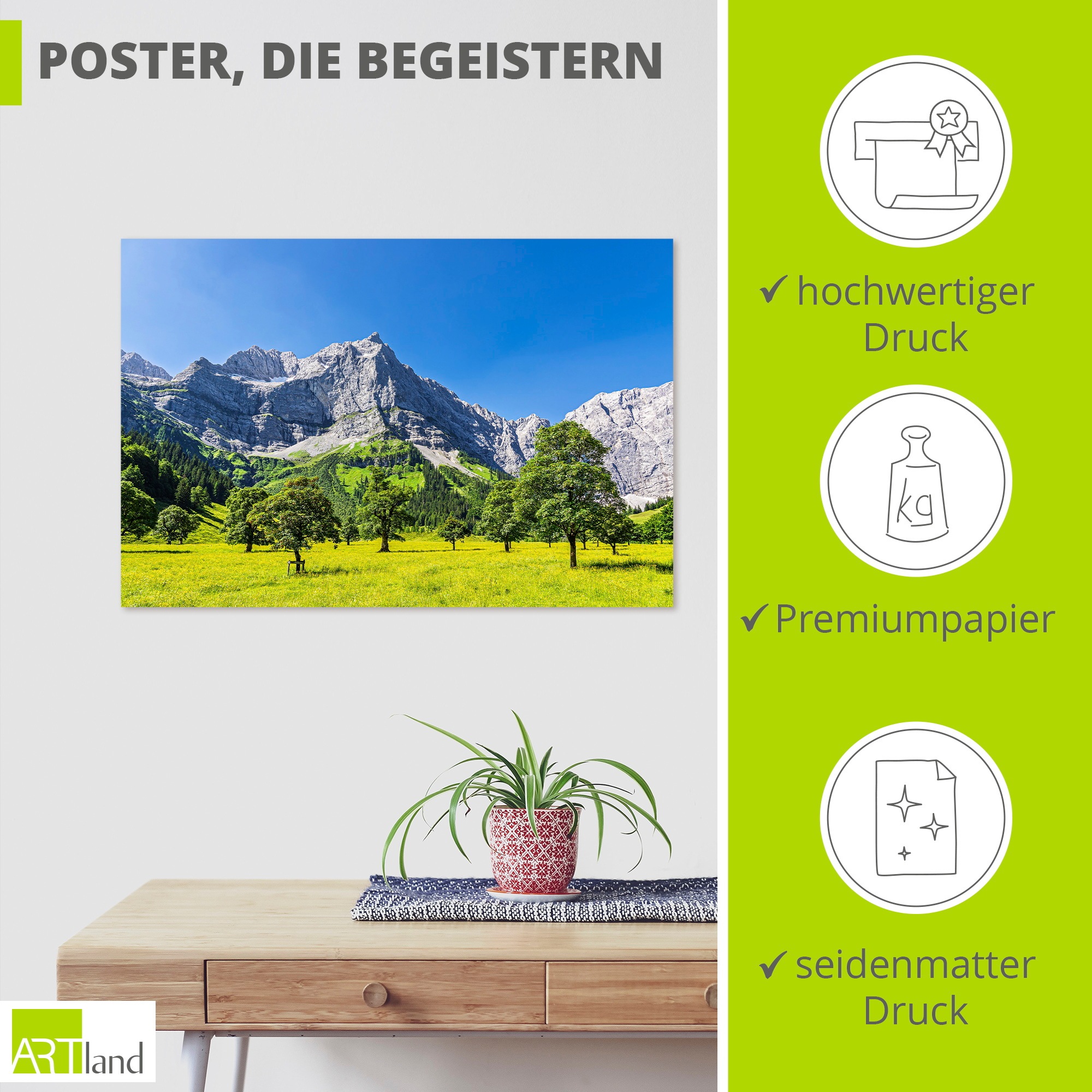 Artland Wandbild »Große Ahornboden im Rißtal in Österreich« 1 Stk. tlg. als Alubild, Leinwandbild, Poster, Wandaufkleber in verschied. Größen