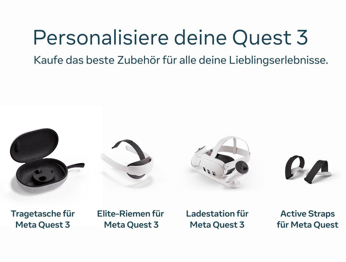 Meta Virtual-Reality-Brille »Quest 3 128 GB + Elite-Riemen mit Akku (Elite Strap with Battery)«