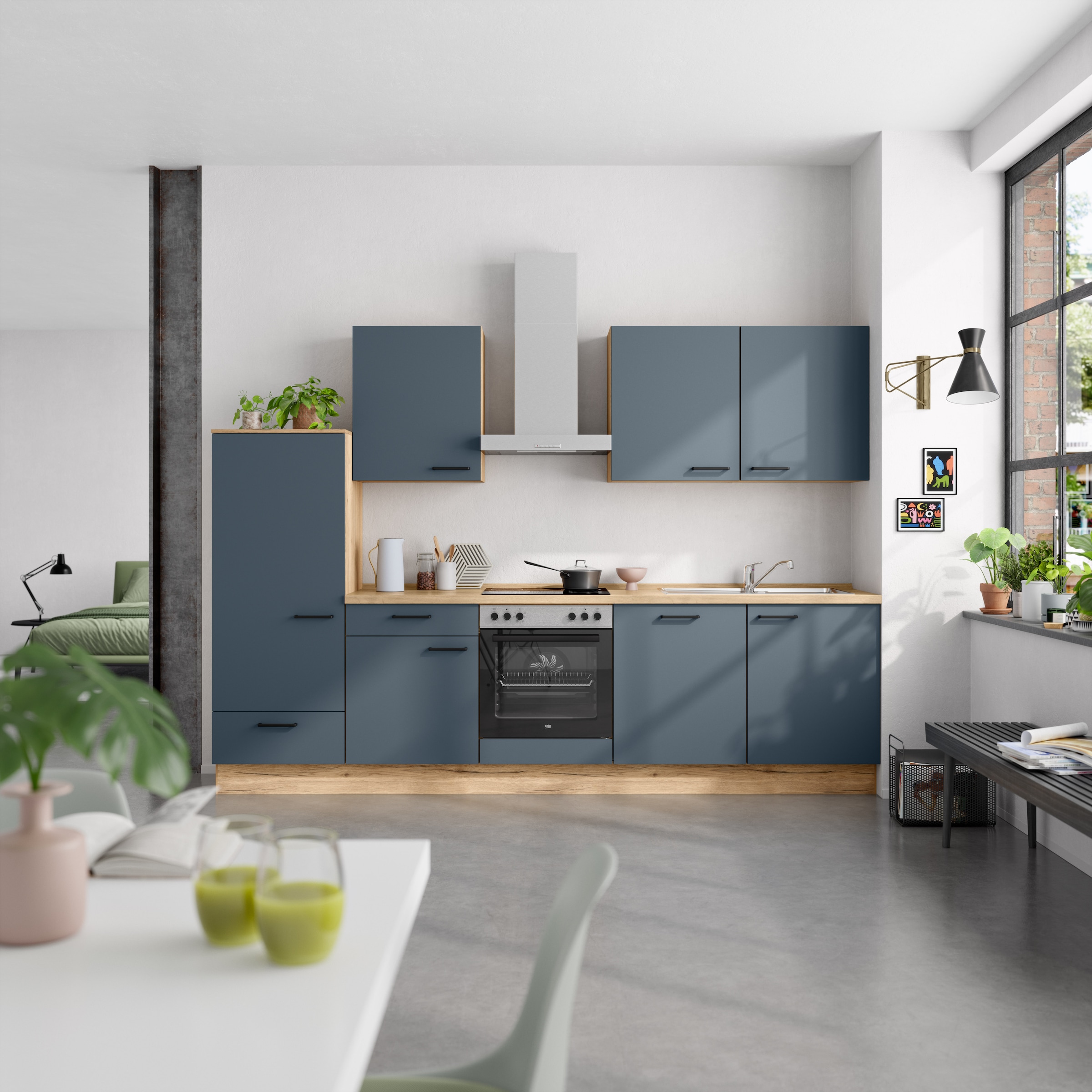 nobilia® Küchenzeile »"Easytouch I"«, vormontiert, Ausrichtung wählbar, Breite 300 cm, wahlw. mit E-Geräten