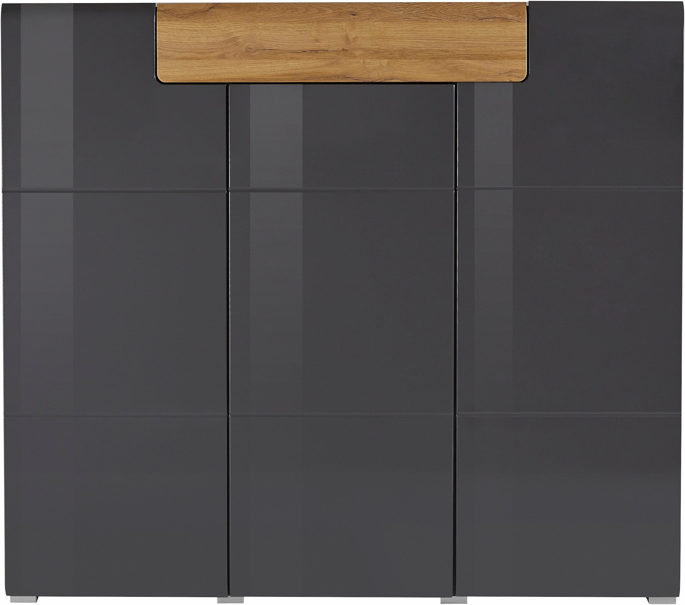 INOSIGN Highboard »Toledo,Breite 147,5 cm,trendige Hochkommode mit 3 Türen 1SK«, Hochschrank mit viel Stauraum, stylische Hochglanzfronten