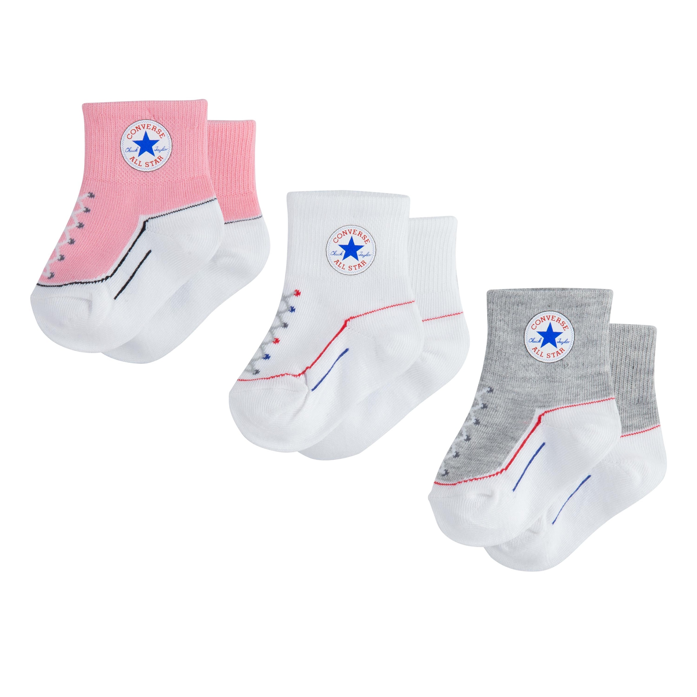 Converse Tennissocken »CHN INFANT STRIATED QTR 3PK« 3 Paar tlg. für Babys, dreiteiliges Set, sportlicher Stil