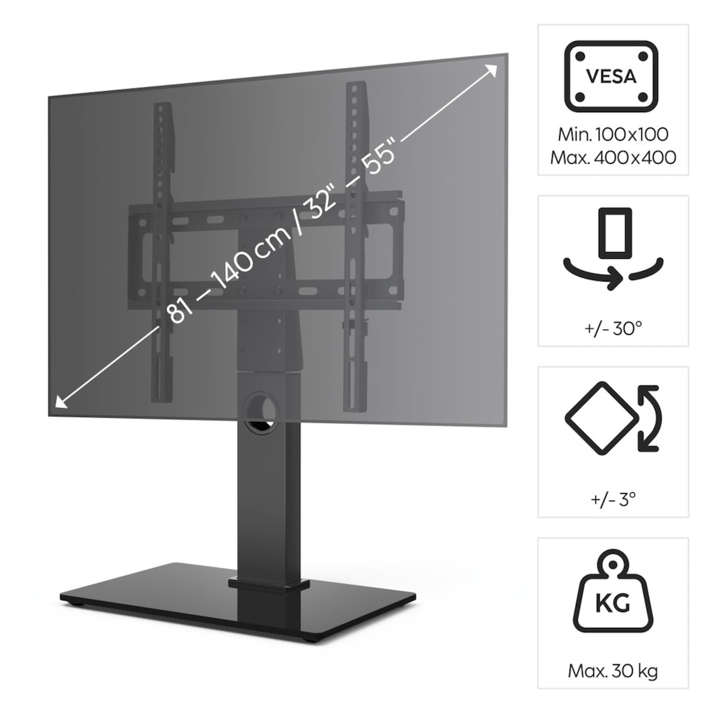 Hama TV-Standfuß »TV Standfuß, schwenkbar, höhenverstellbar, 140 cm, 55 Zoll, bis 30 kg«, bis 140 cm Zoll