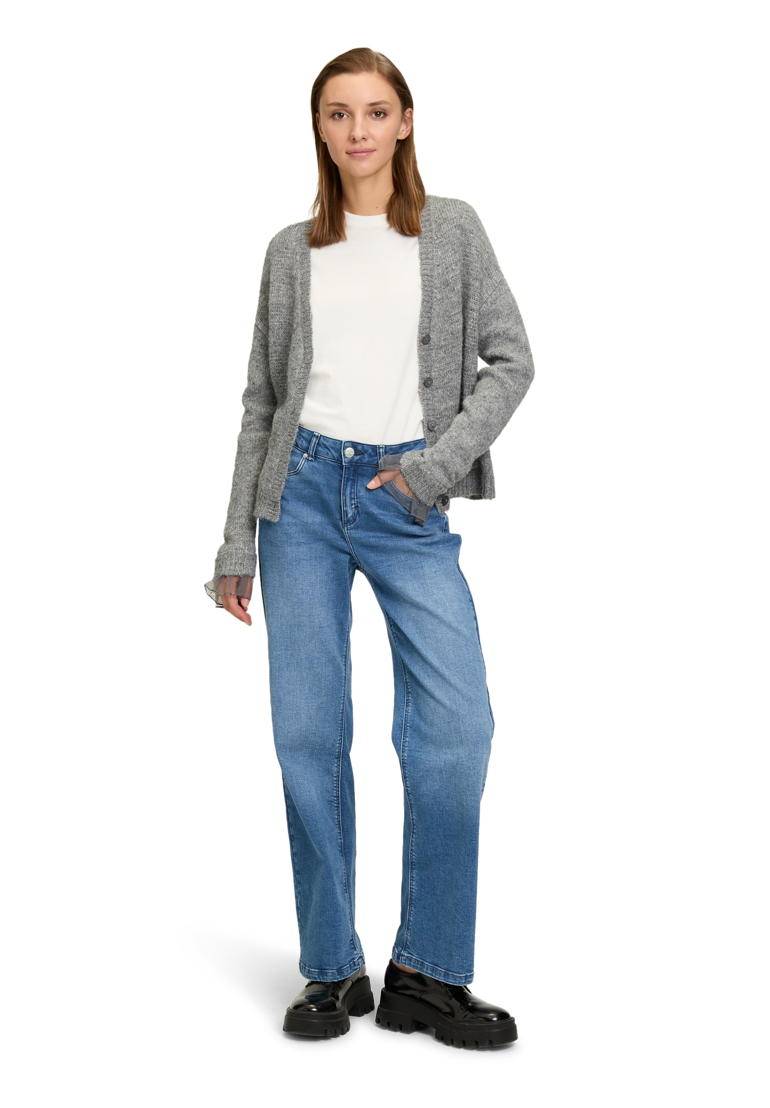Cartoon Strickjacke »Cartoon Strick-Cardigan mit Knopfleiste«, Rüschen