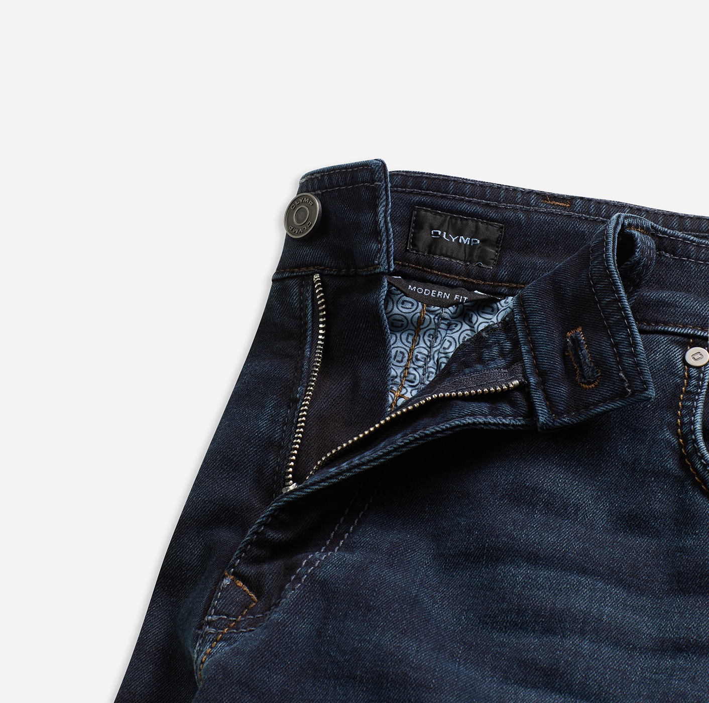 5-Pocket-Jeans OLYMP "Oskar", Herren, Gr. 33, Länge 32, dunkelblau, Denim/Jeans, Obermaterial: 98% Baumwolle, 2% Elasthan, gerade lang, Jeans 5-Pocket-Jeans 3