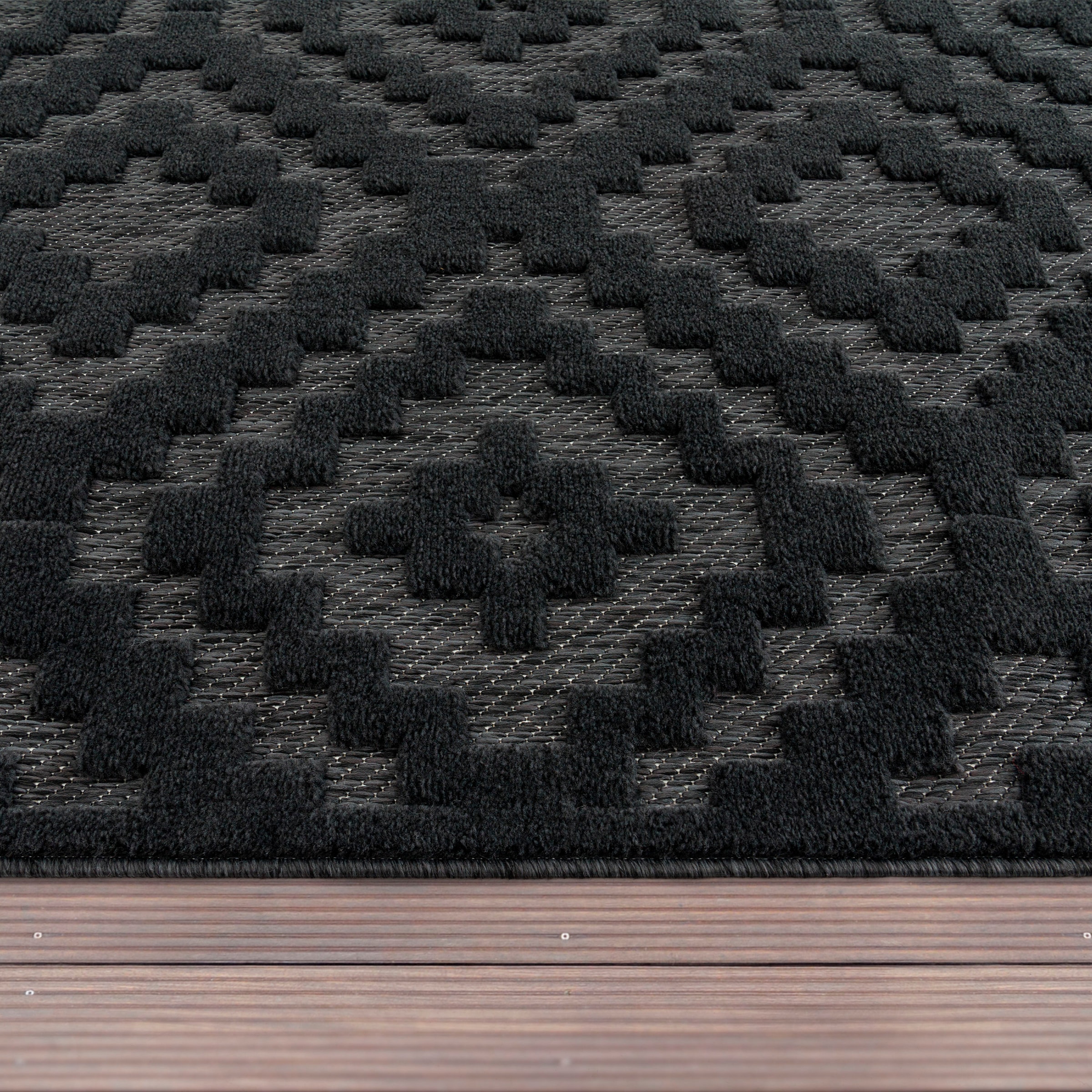 Paco Home Teppich »Livorno 672«, | rechteckig, Hoch-Tief Scandi, Muster, geeignet BAUR Uni-Farben, Effekt, kaufen Rauten Outdoor