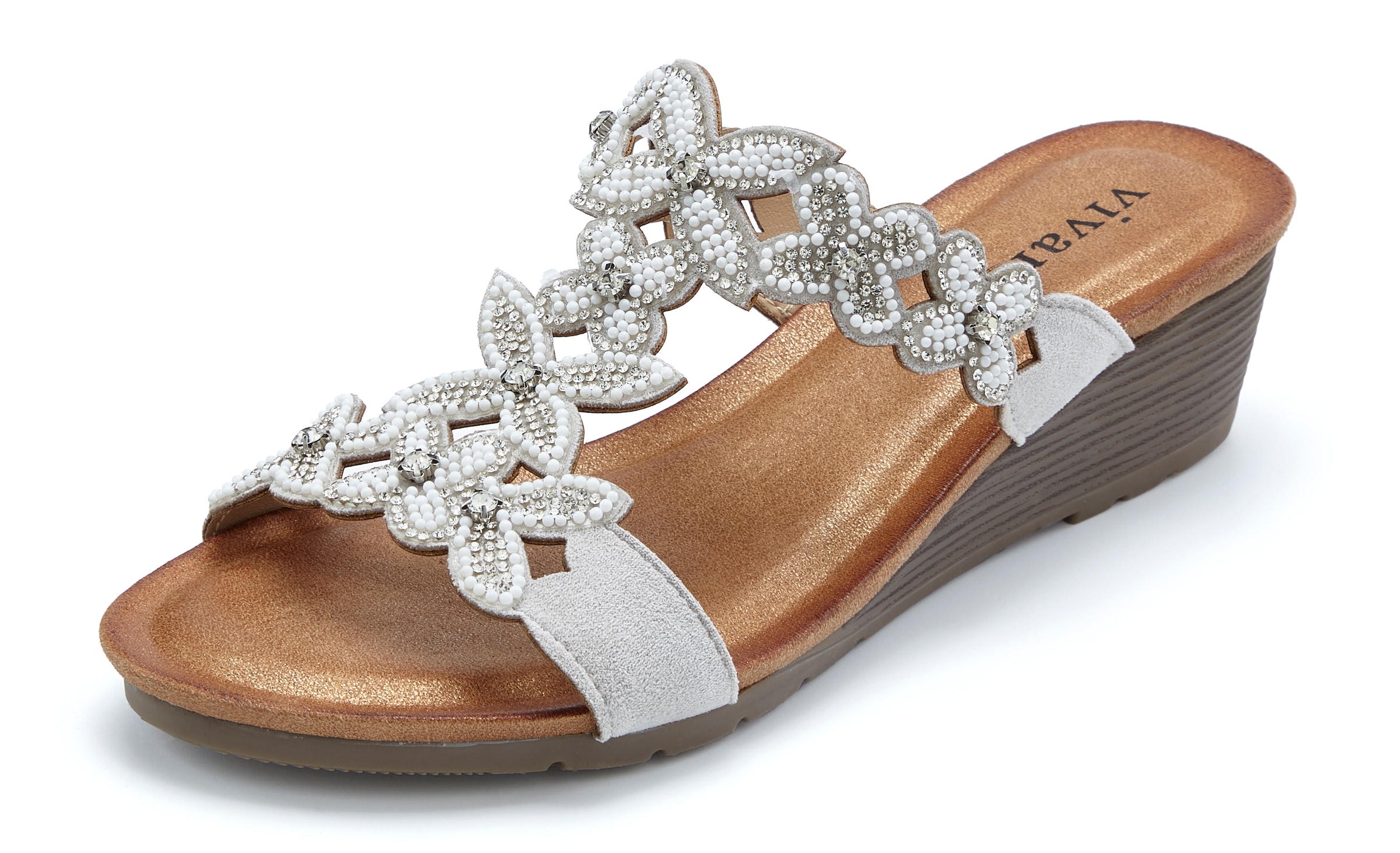 Vivance Pantolette »Mule, Sommerschuh, Sandale,«  mit Keilabsatz und modischen Glitzerdetails