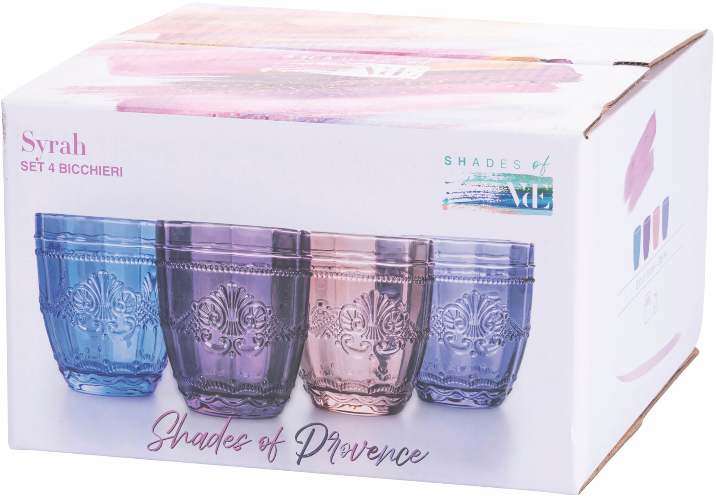 Villa d'Este Gläser-Set »Syrah Provence«, (Set, 4 tlg.), Wassergläser-Set, 4-teilig, Inhalt 265 ml