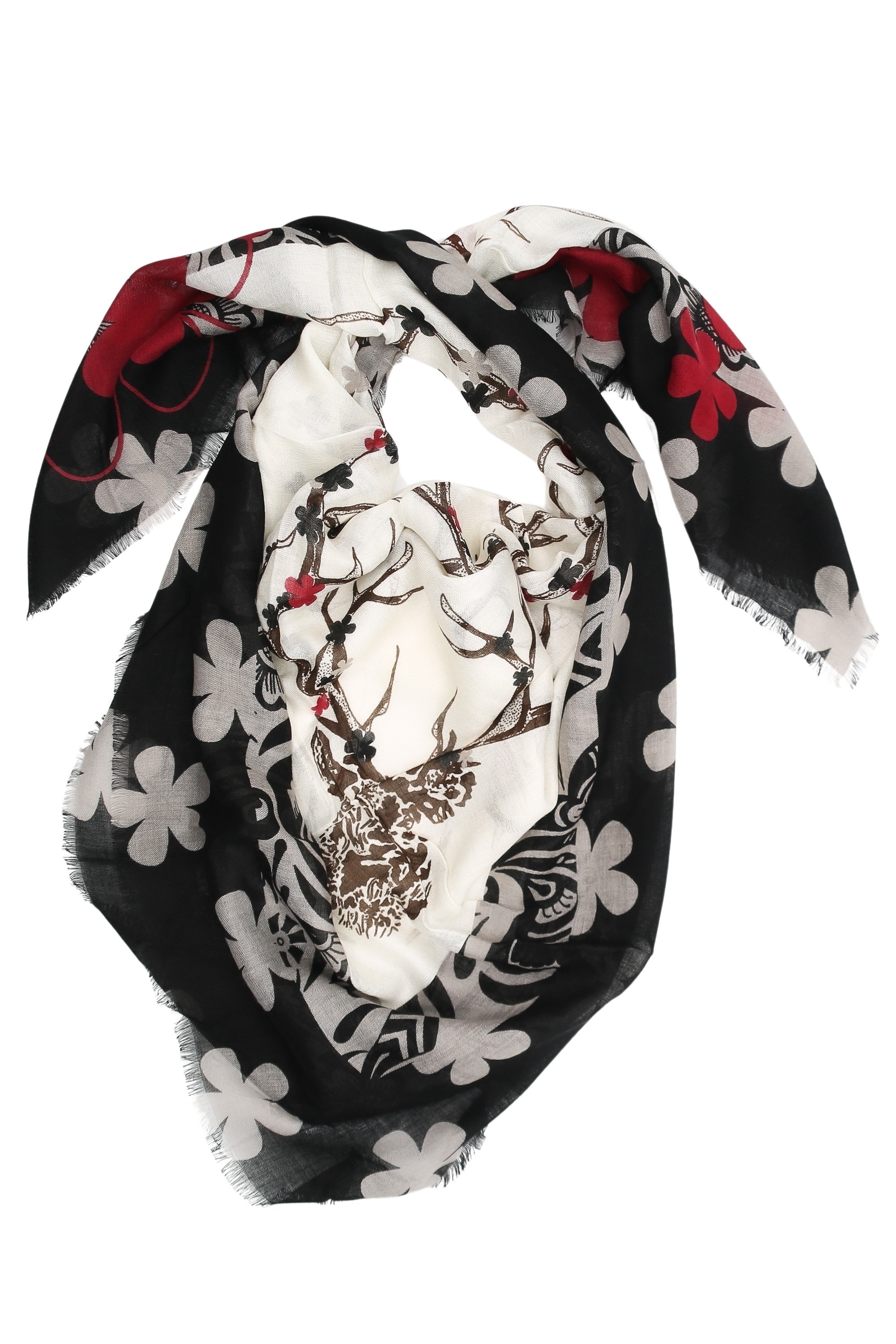 Allgäu Rebell Schal "Hirsch" 1 Stk. tlg. mit Blumen und großem Hirschgeweih günstig online kaufen