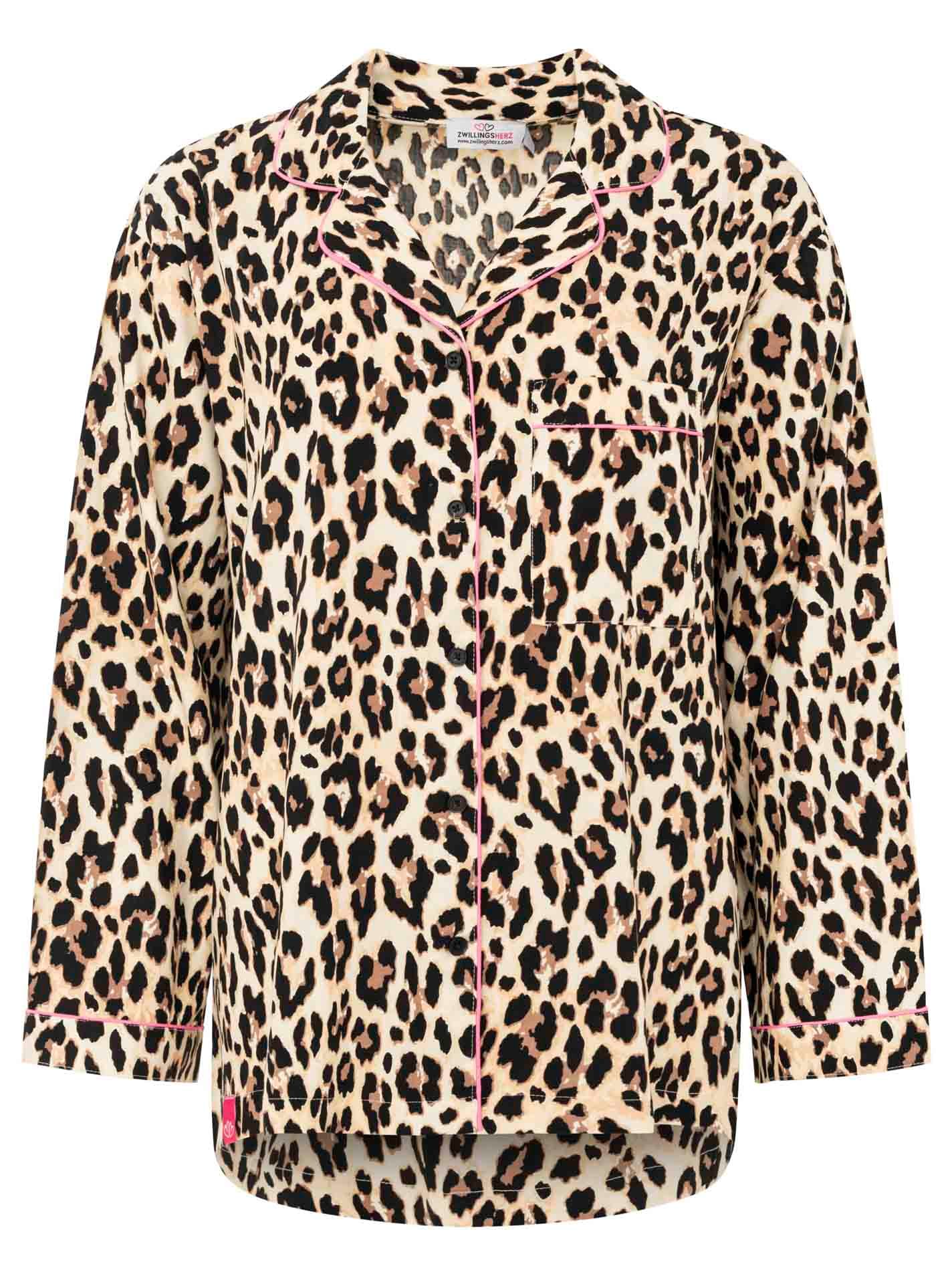 Zwillingsherz Pyjama »Cozy Leo« Leo-Muster, Oberteil mit Knöpfen, Hose mit elastischem Bund